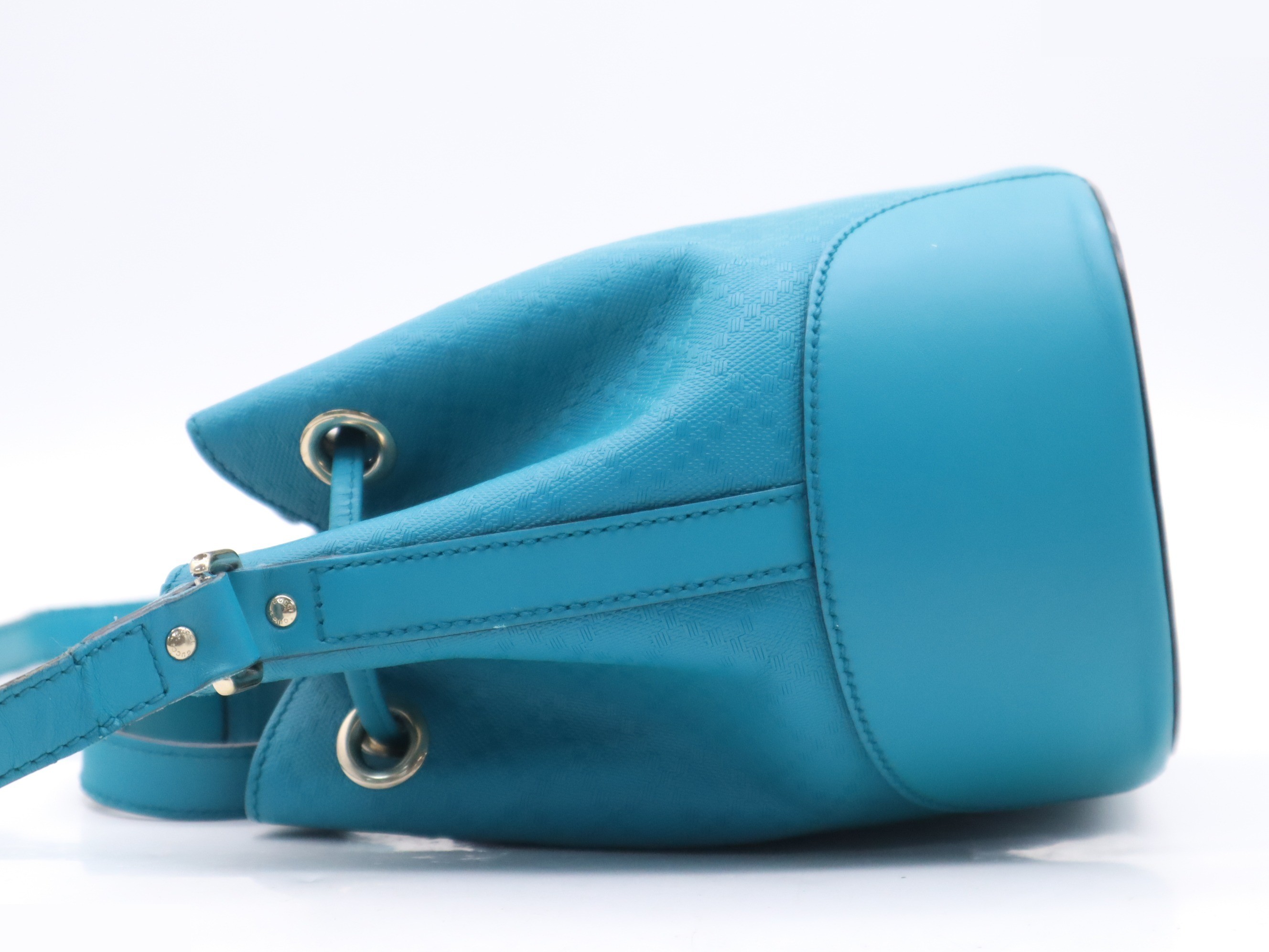 GG Embossed Bright Diamante Bucket Shoulder Bag, Blue — view 3