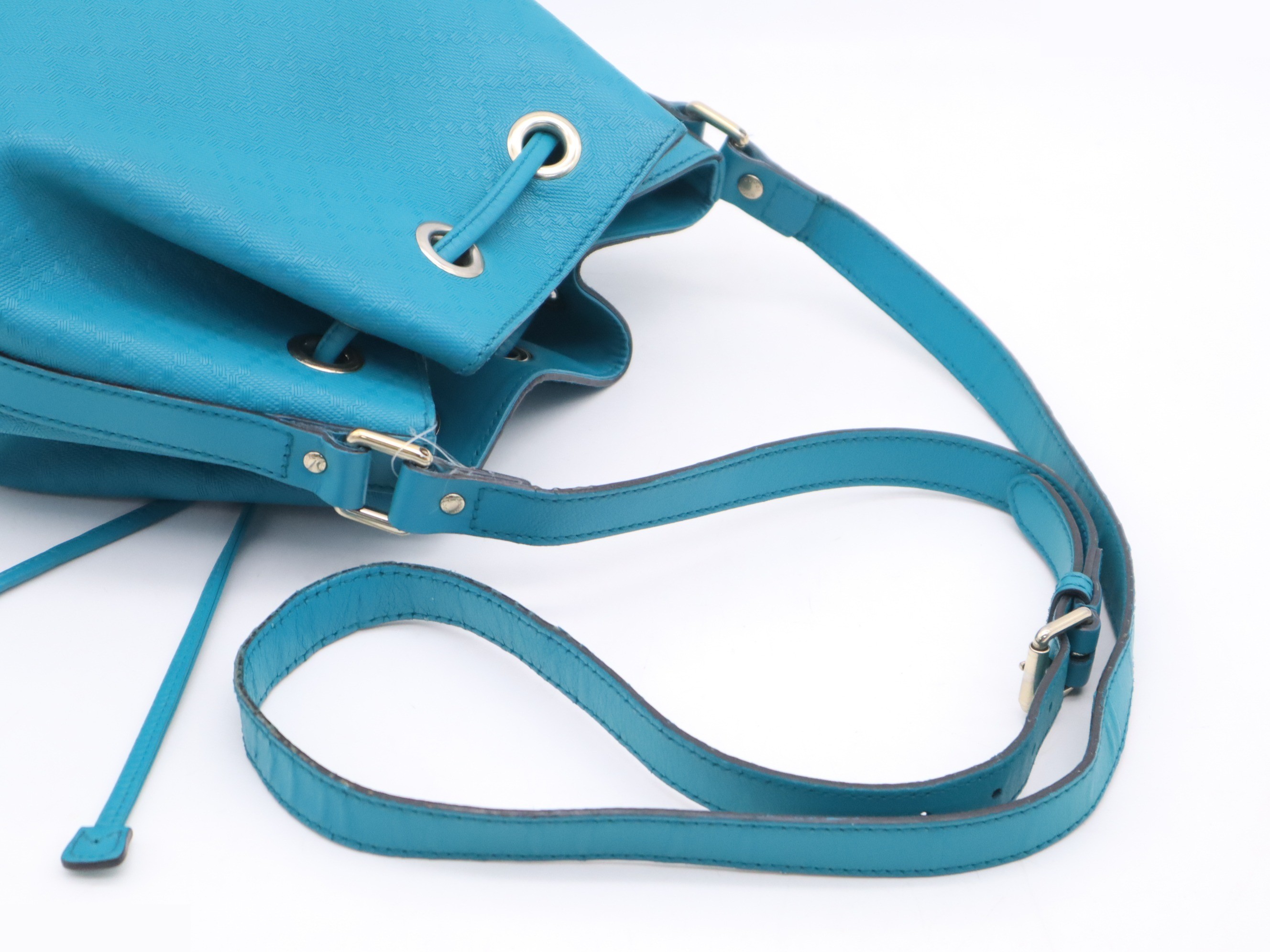 GG Embossed Bright Diamante Bucket Shoulder Bag, Blue — view 6