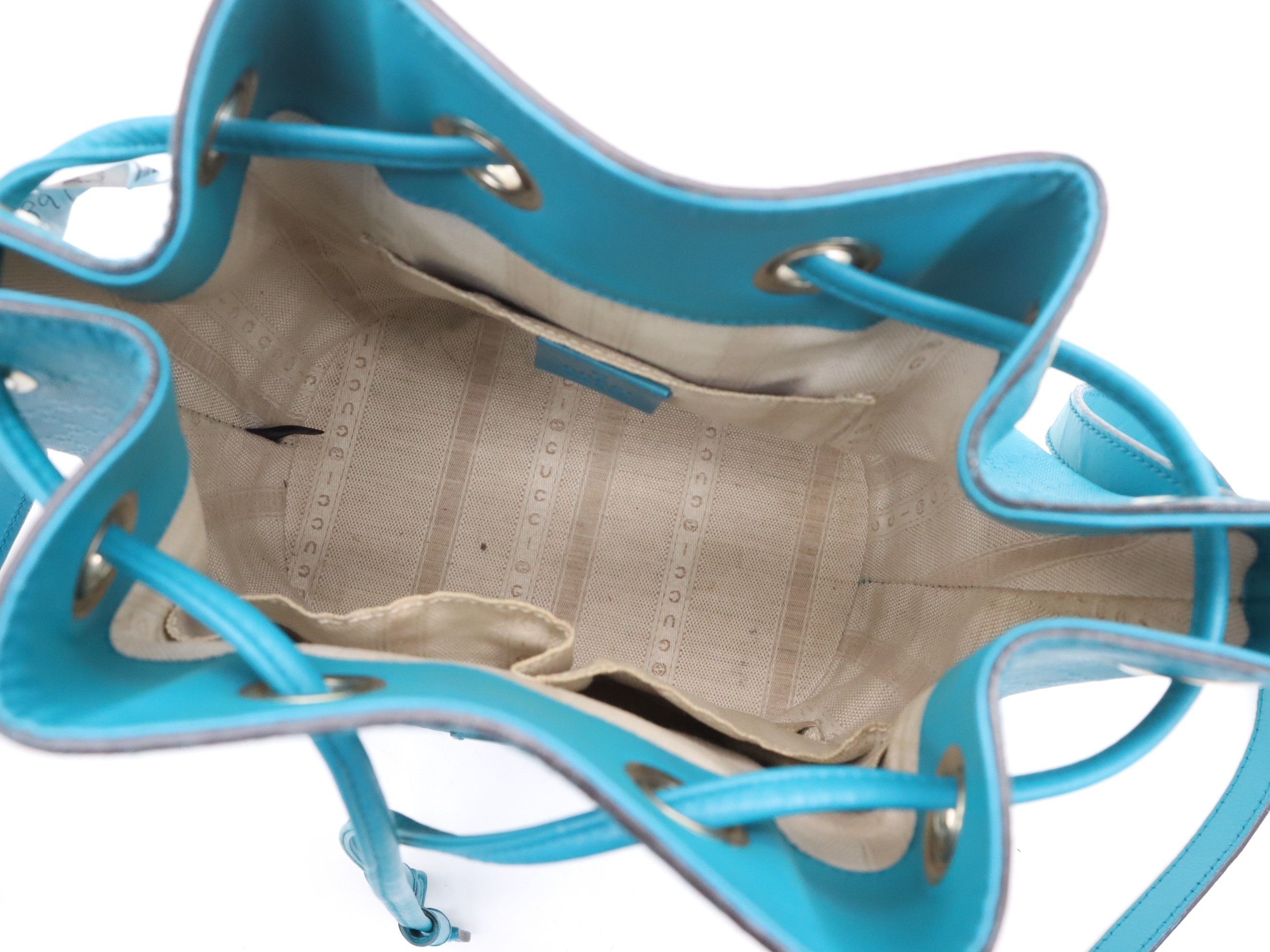 GG Embossed Bright Diamante Bucket Shoulder Bag, Blue — view 7