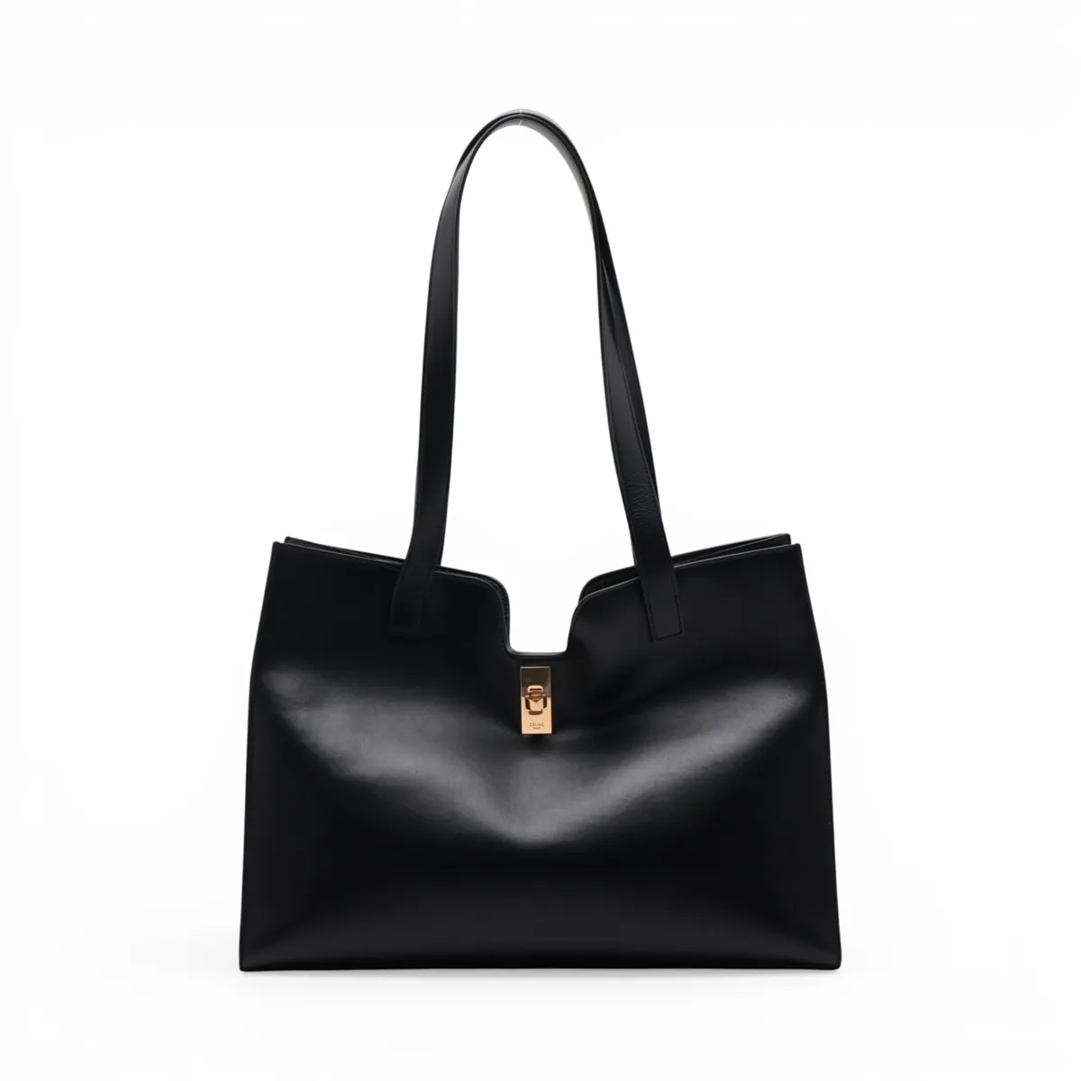 Cabas 16 Seize Leather Tote Bag, Black