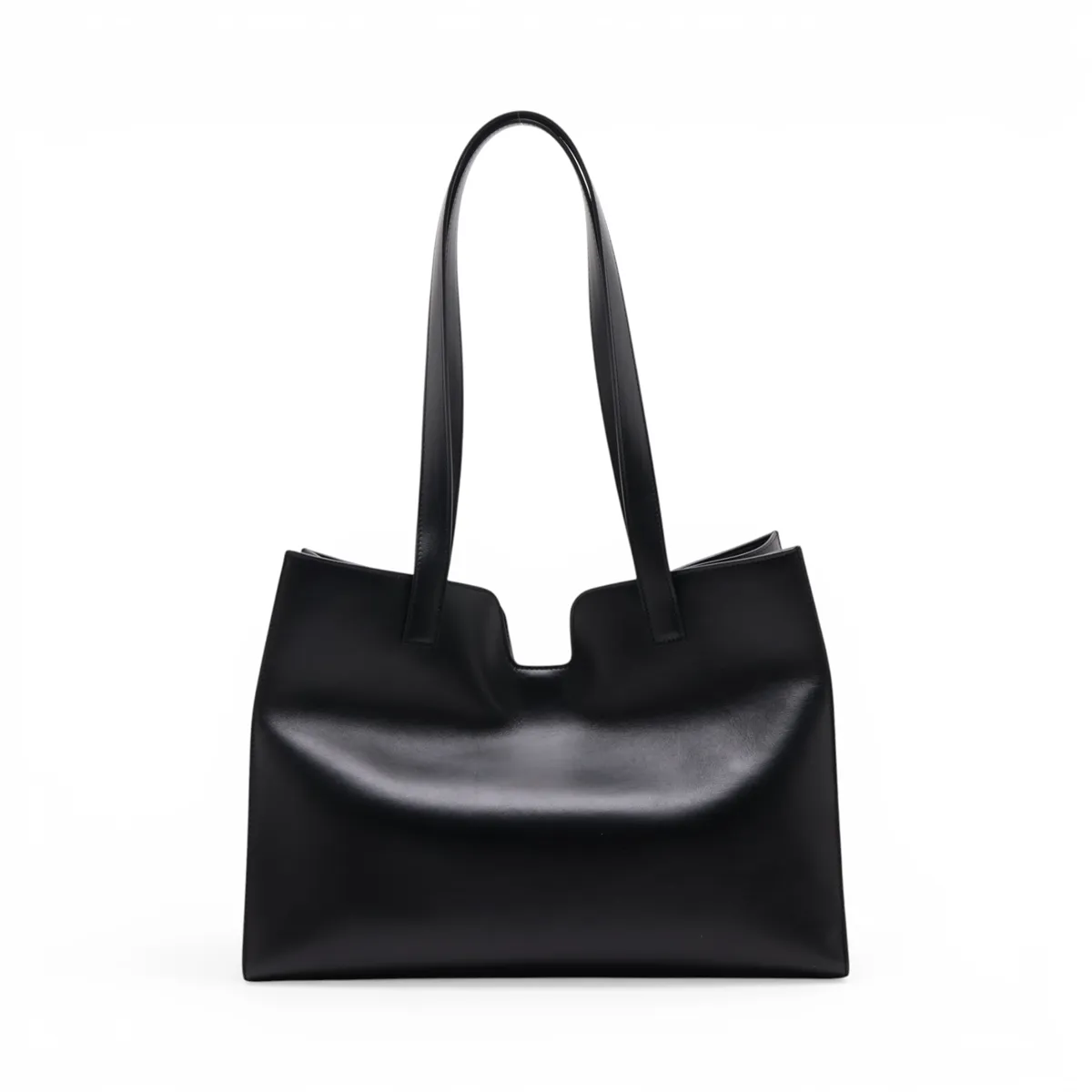 Cabas 16 Seize Leather Tote Bag, Black — view 2