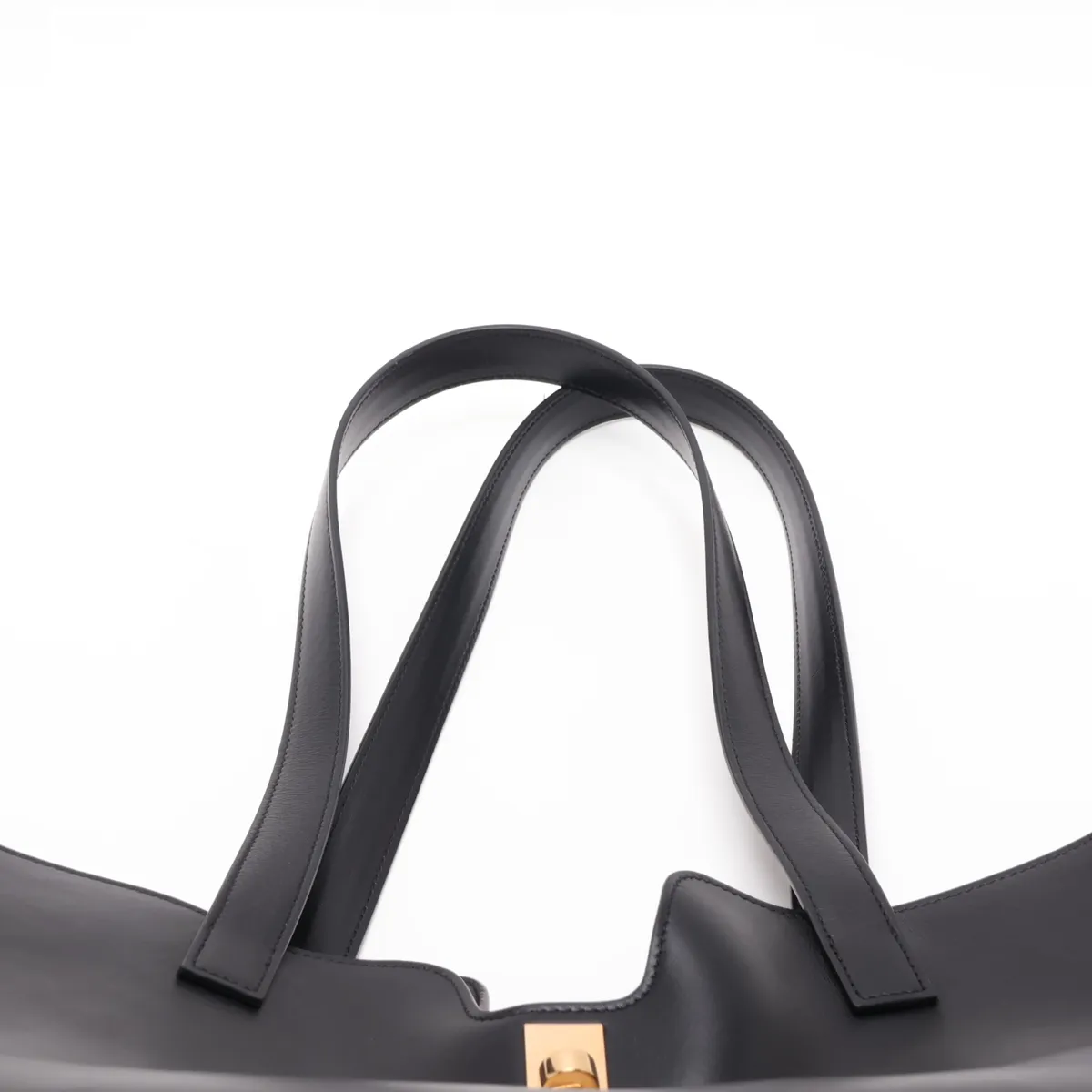 Cabas 16 Seize Leather Tote Bag, Black — view 6