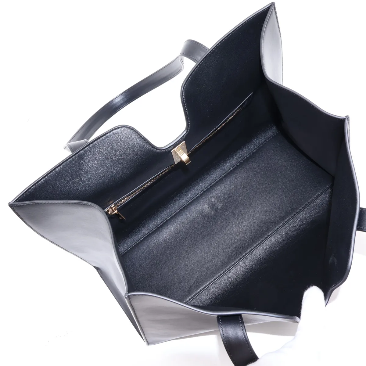 Cabas 16 Seize Leather Tote Bag, Black — view 7
