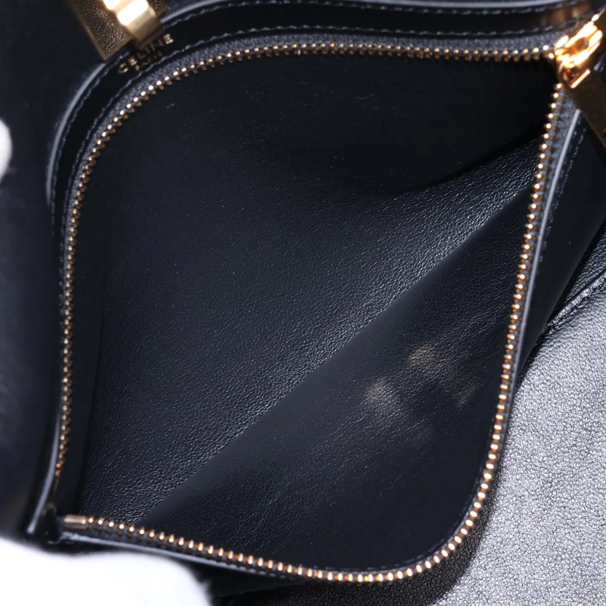 Cabas 16 Seize Leather Tote Bag, Black — view 8