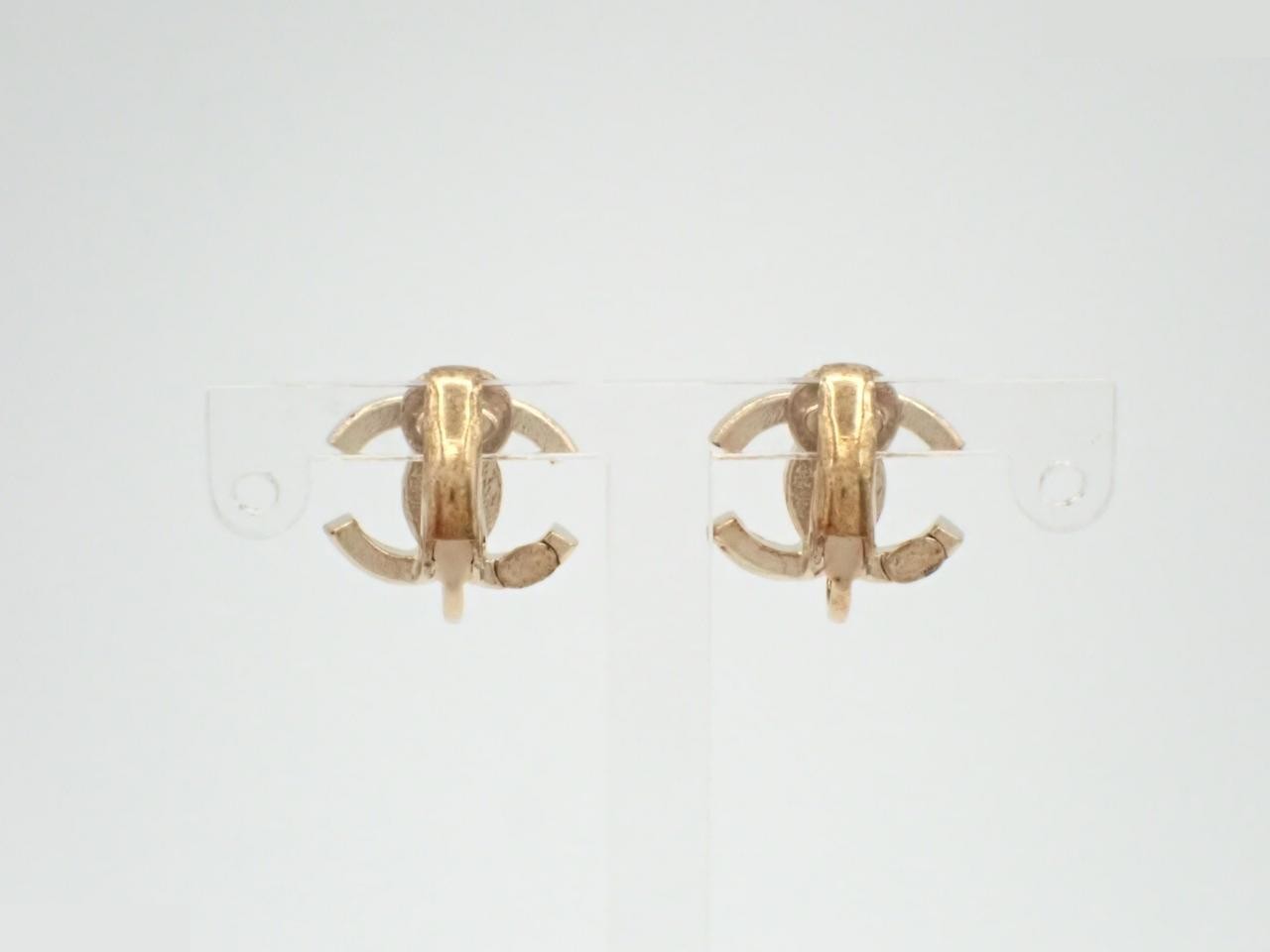 Earrings A18P, Coco Mark, Rhinestone, 1.5cm wide, Gold Plated — view 2