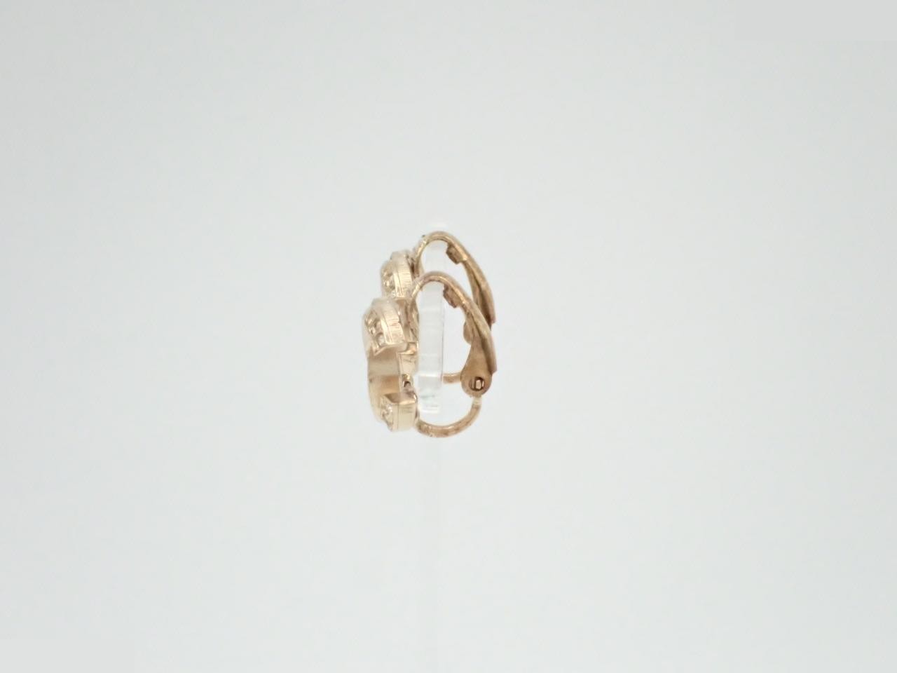 Earrings A18P, Coco Mark, Rhinestone, 1.5cm wide, Gold Plated — view 3