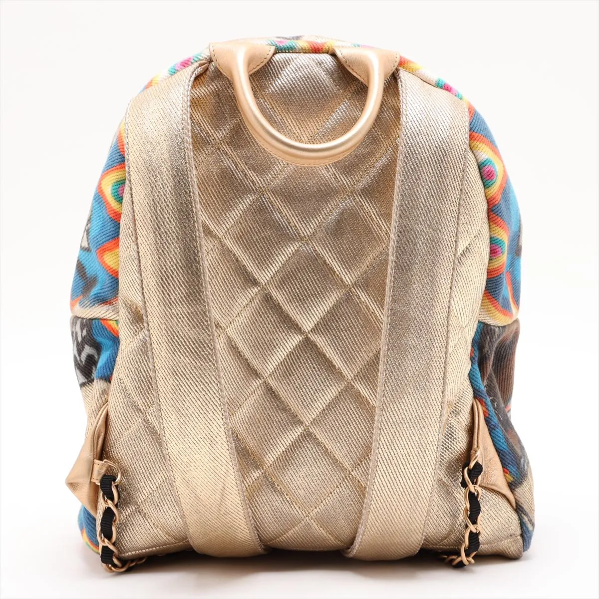 Graffiti Leather Chain Backpack, Gold, Gold Hardware, 28176414, Serial Number 28 — view 2