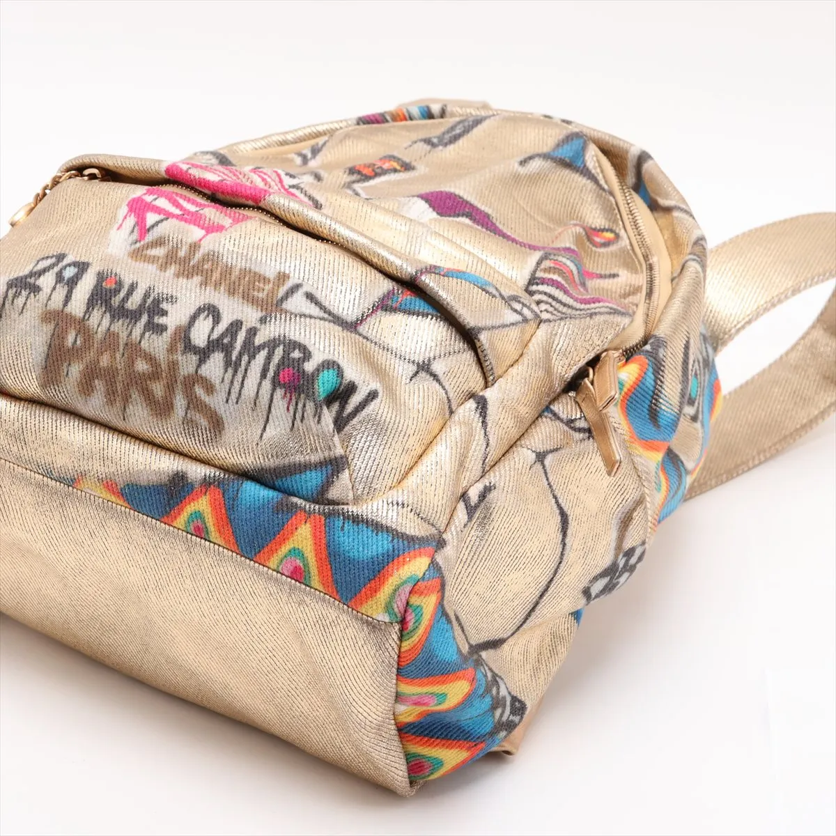 Graffiti Leather Chain Backpack, Gold, Gold Hardware, 28176414, Serial Number 28 — view 3
