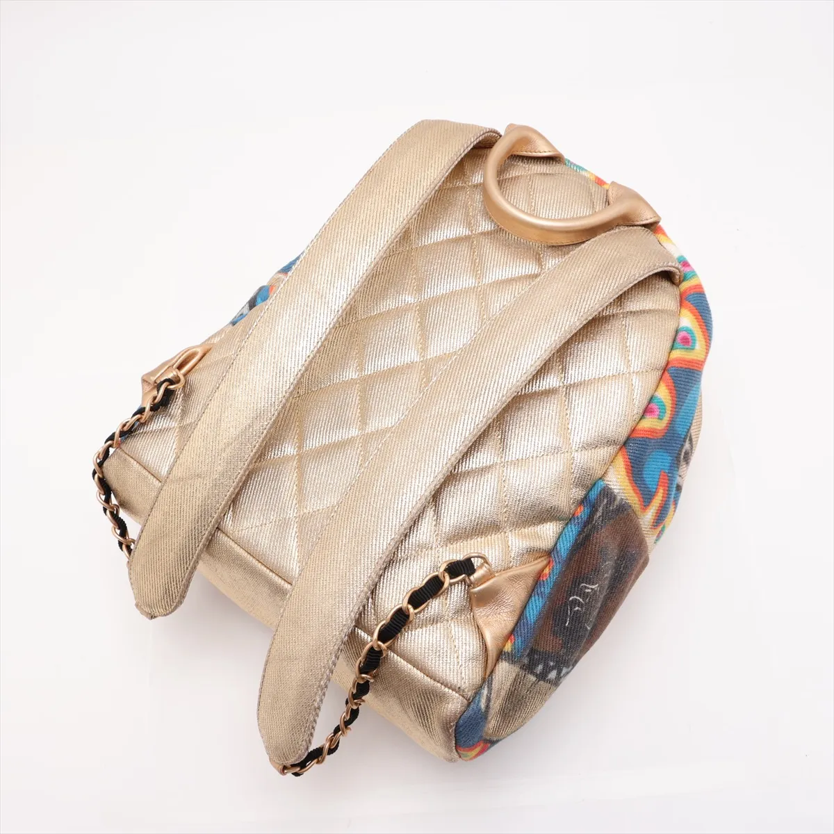 Graffiti Leather Chain Backpack, Gold, Gold Hardware, 28176414, Serial Number 28 — view 5