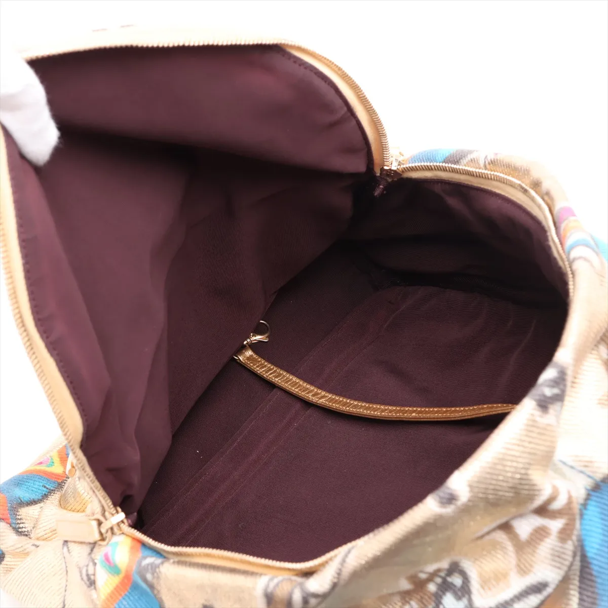 Graffiti Leather Chain Backpack, Gold, Gold Hardware, 28176414, Serial Number 28 — view 7