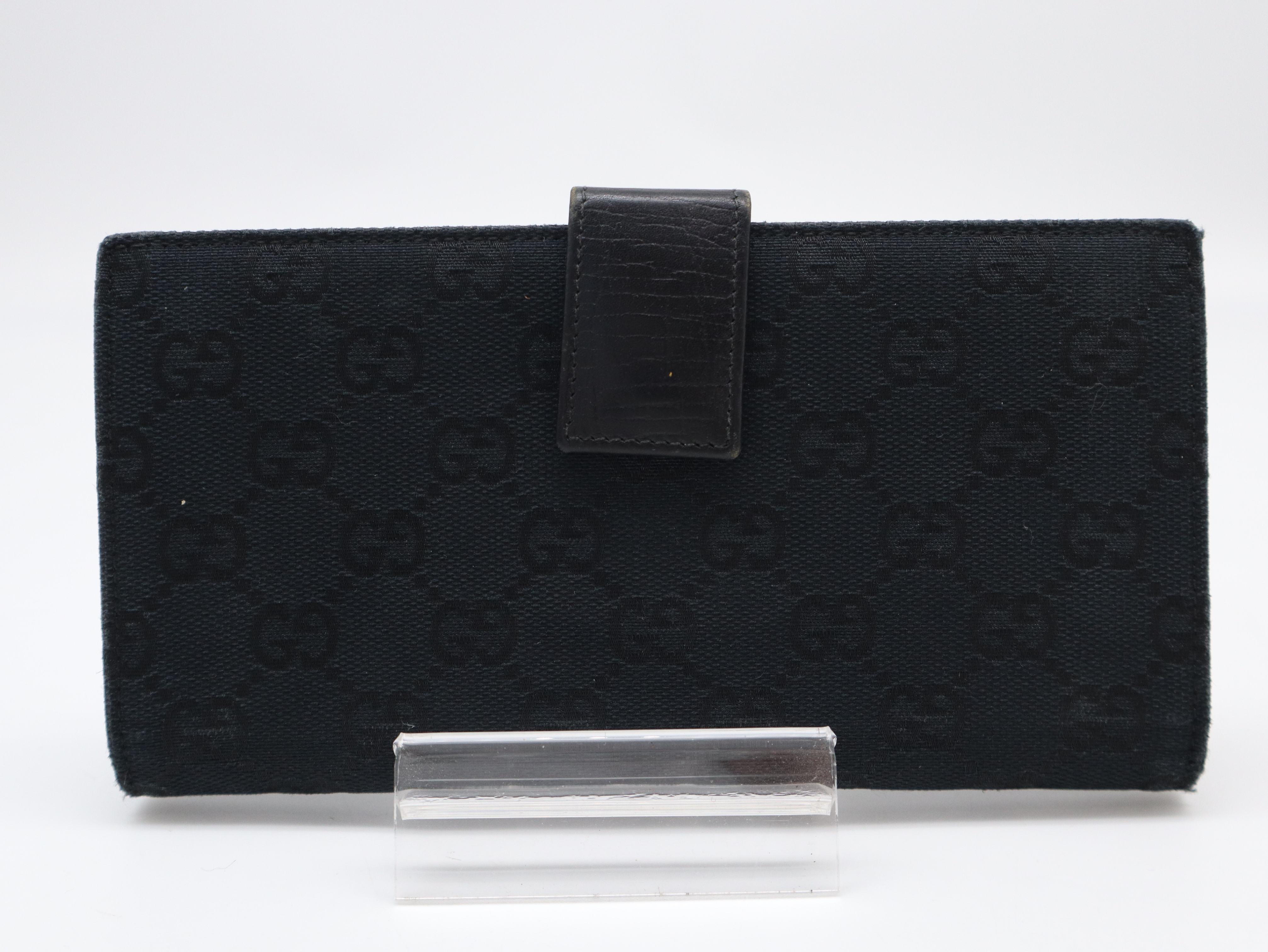 137375GG Canvas Horsebit Long Wallet, Black — view 2