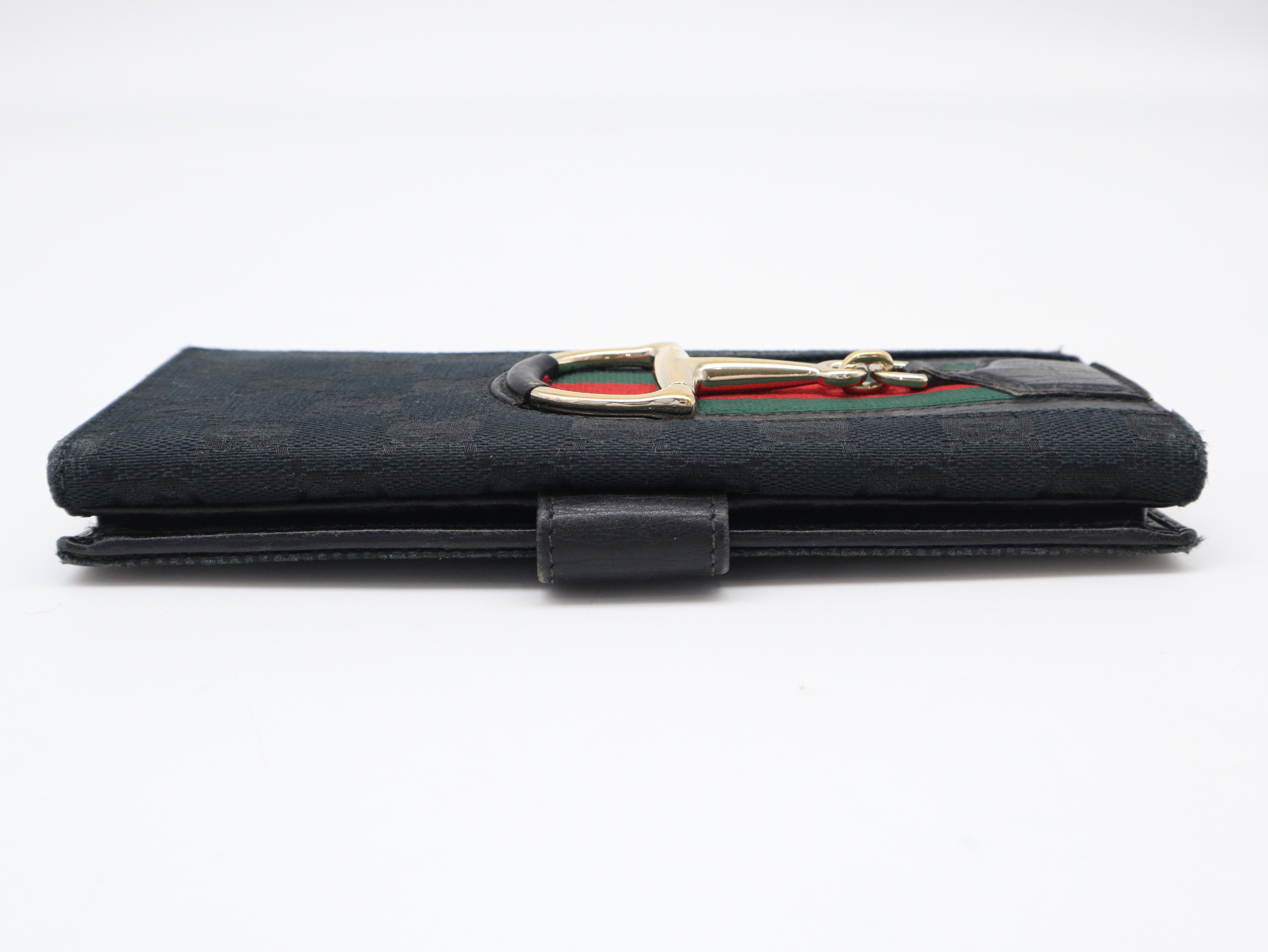 137375GG Canvas Horsebit Long Wallet, Black — view 3