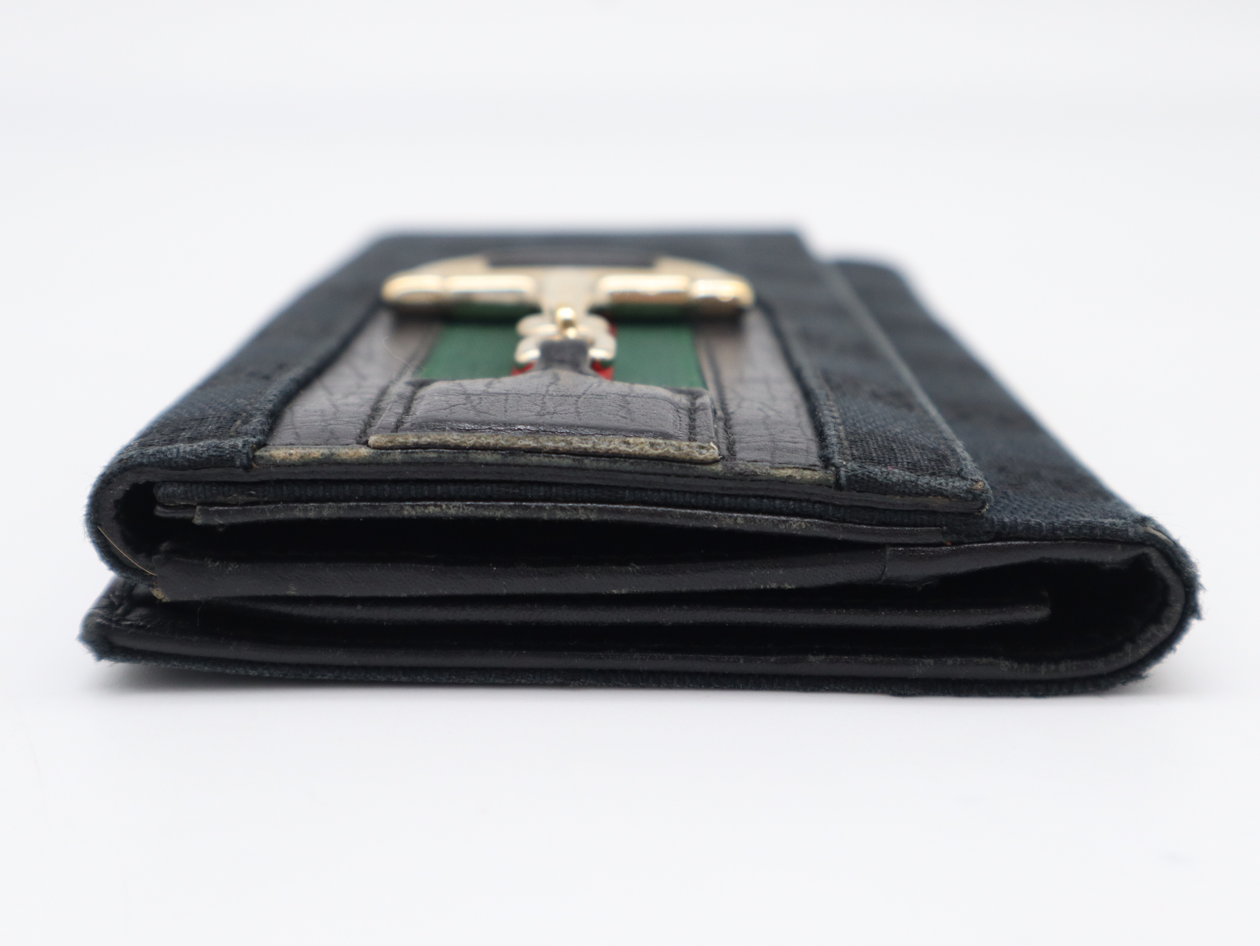 137375GG Canvas Horsebit Long Wallet, Black — view 5