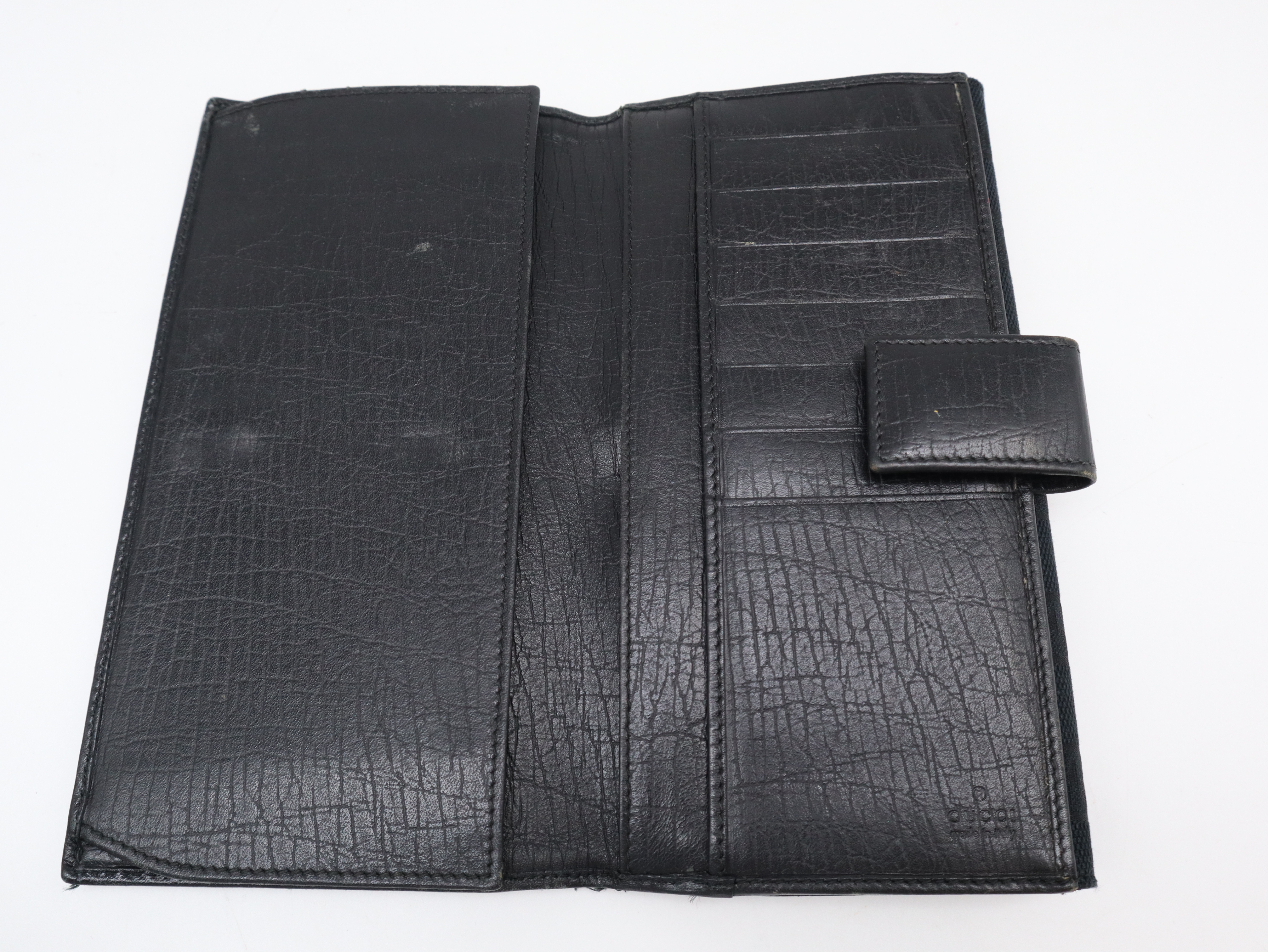 137375GG Canvas Horsebit Long Wallet, Black — view 9
