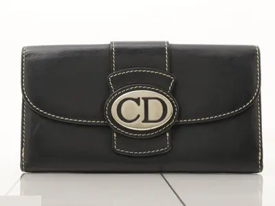 Flap-closure long wallet, bag/wallet, black