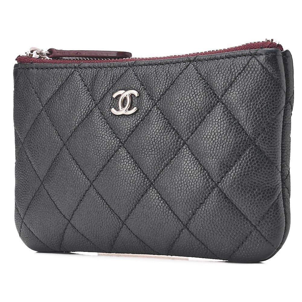 Caviar Skin Matelassé Pouch, Black — view 2