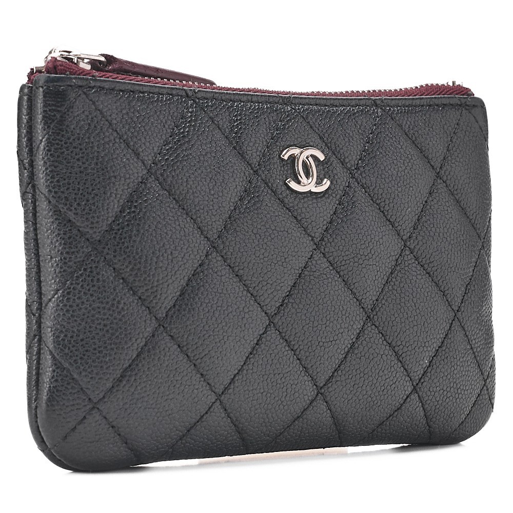 Caviar Skin Matelassé Pouch, Black — view 3