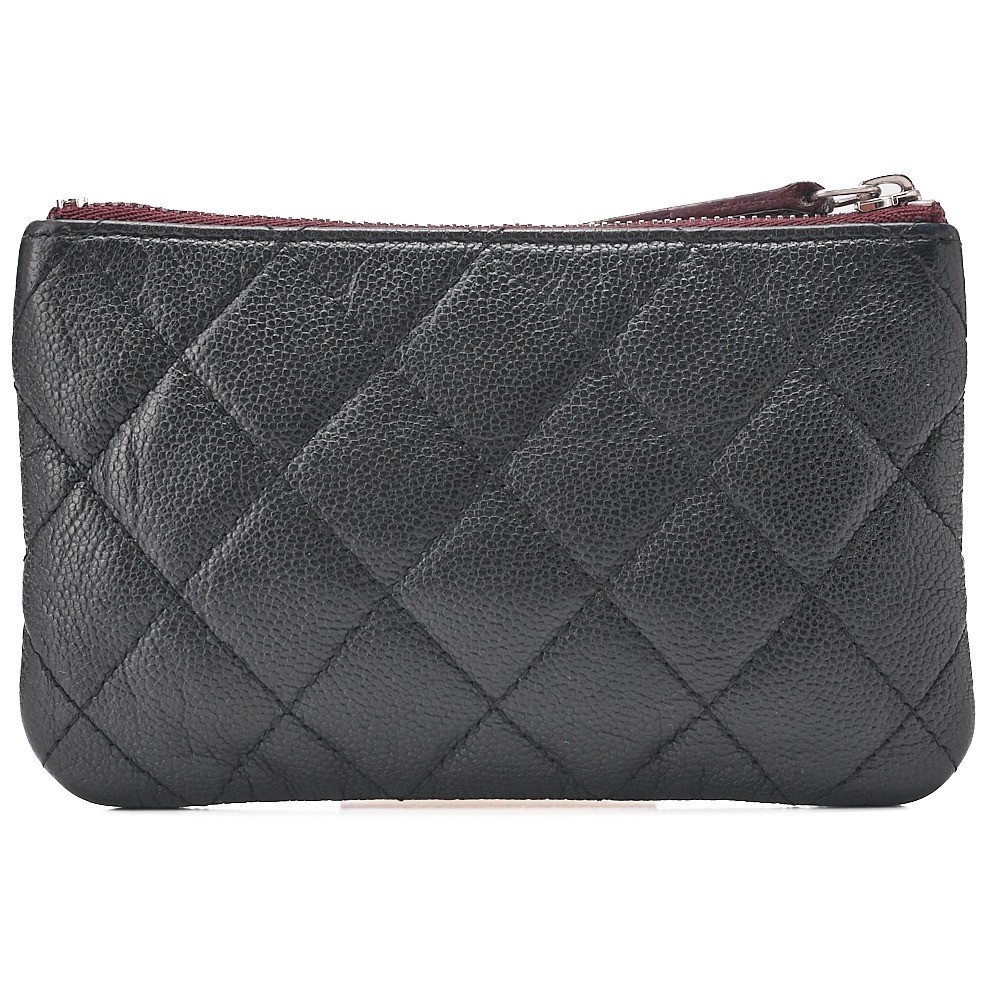 Caviar Skin Matelassé Pouch, Black — view 4