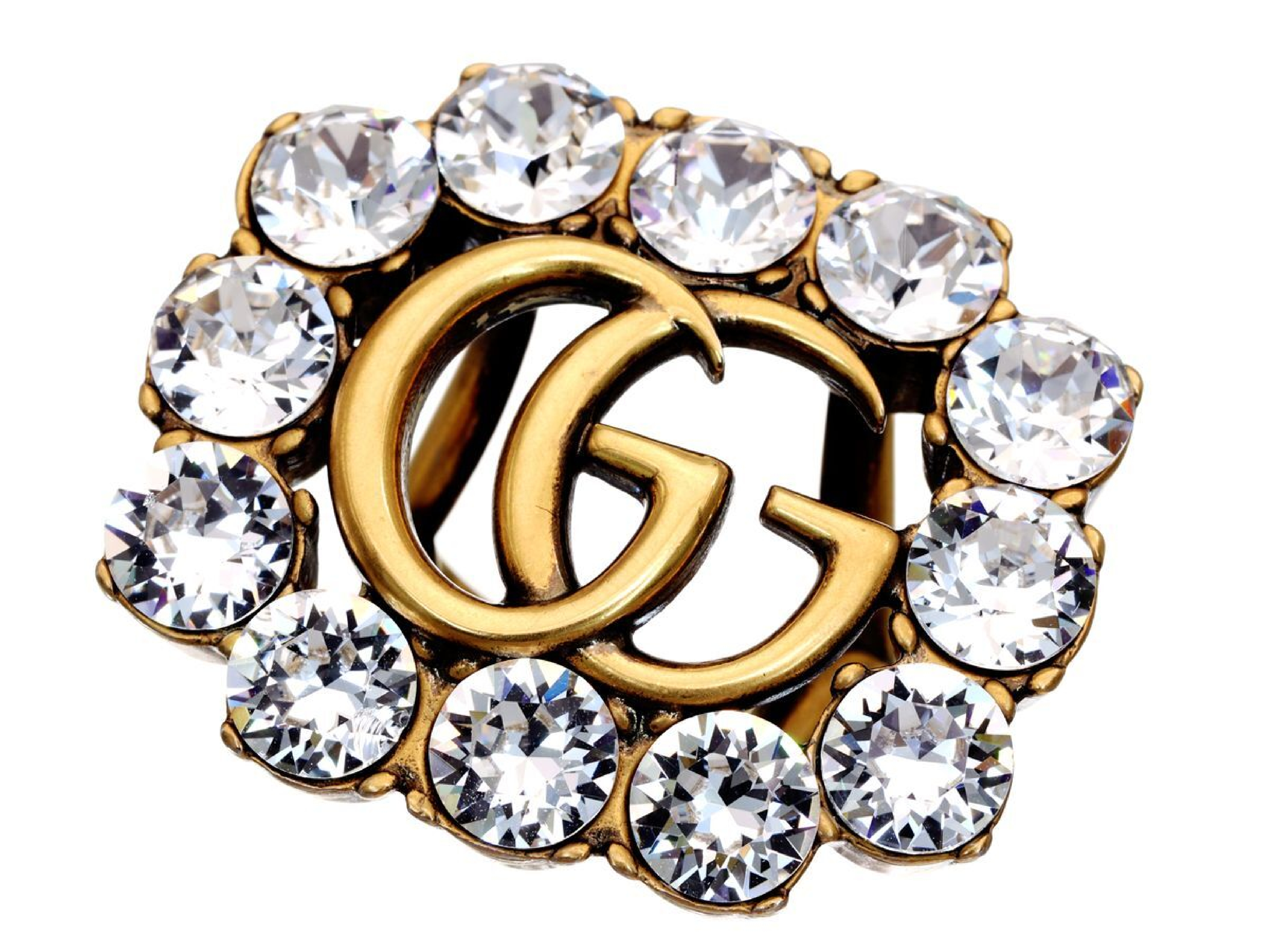 Marmont Double G XS Rhinestone GP Ring 23.2g