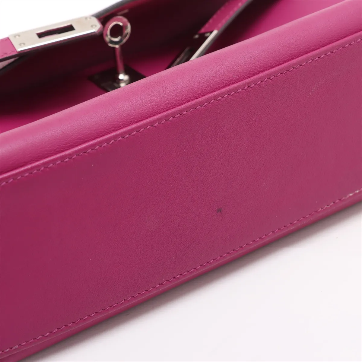 [Individually wrapped] Hermes Pochette Kelly Vaux Swift Rose Purple Silver Hardware C:2018 — view 12