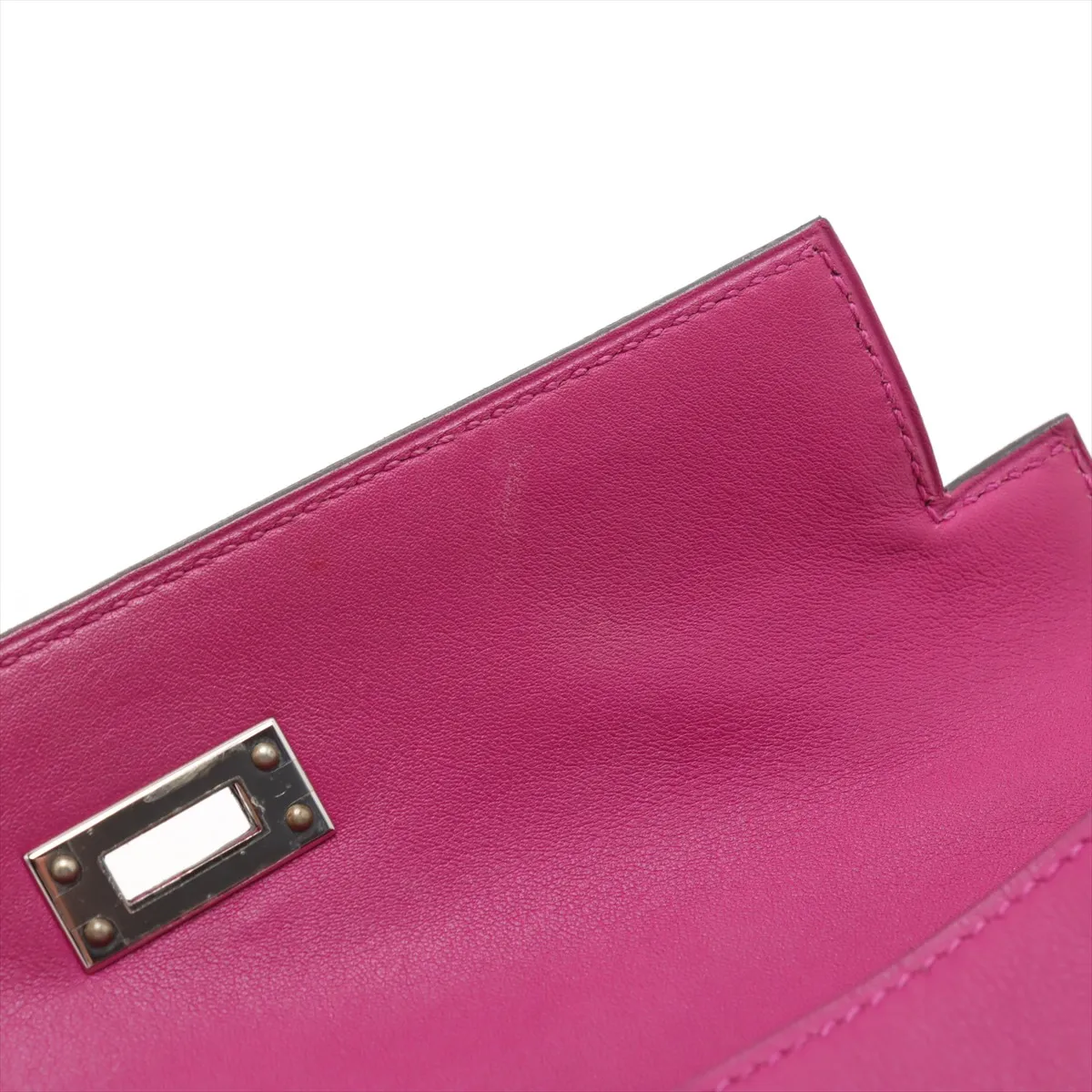 [Individually wrapped] Hermes Pochette Kelly Vaux Swift Rose Purple Silver Hardware C:2018 — view 13