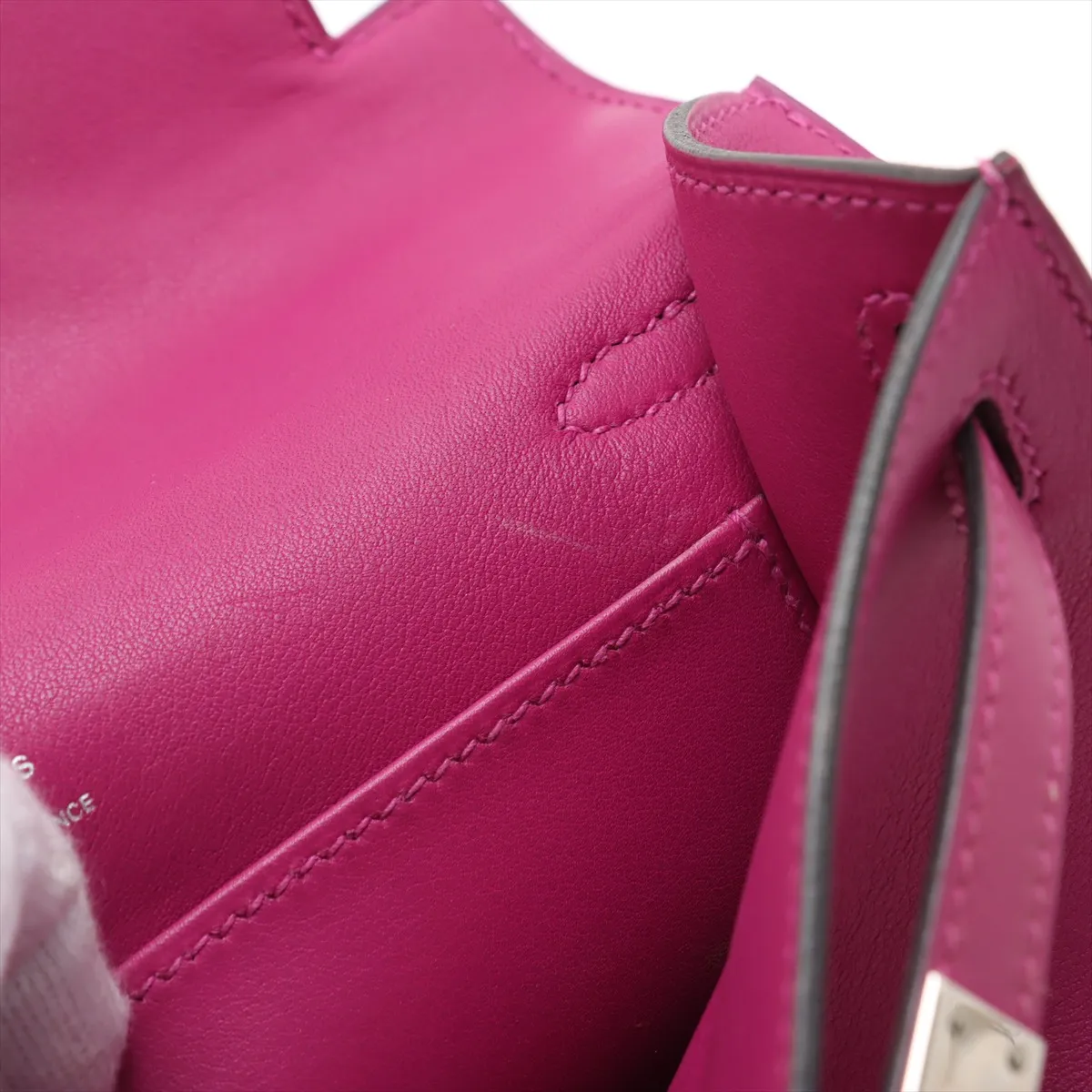 [Individually wrapped] Hermes Pochette Kelly Vaux Swift Rose Purple Silver Hardware C:2018 — view 14