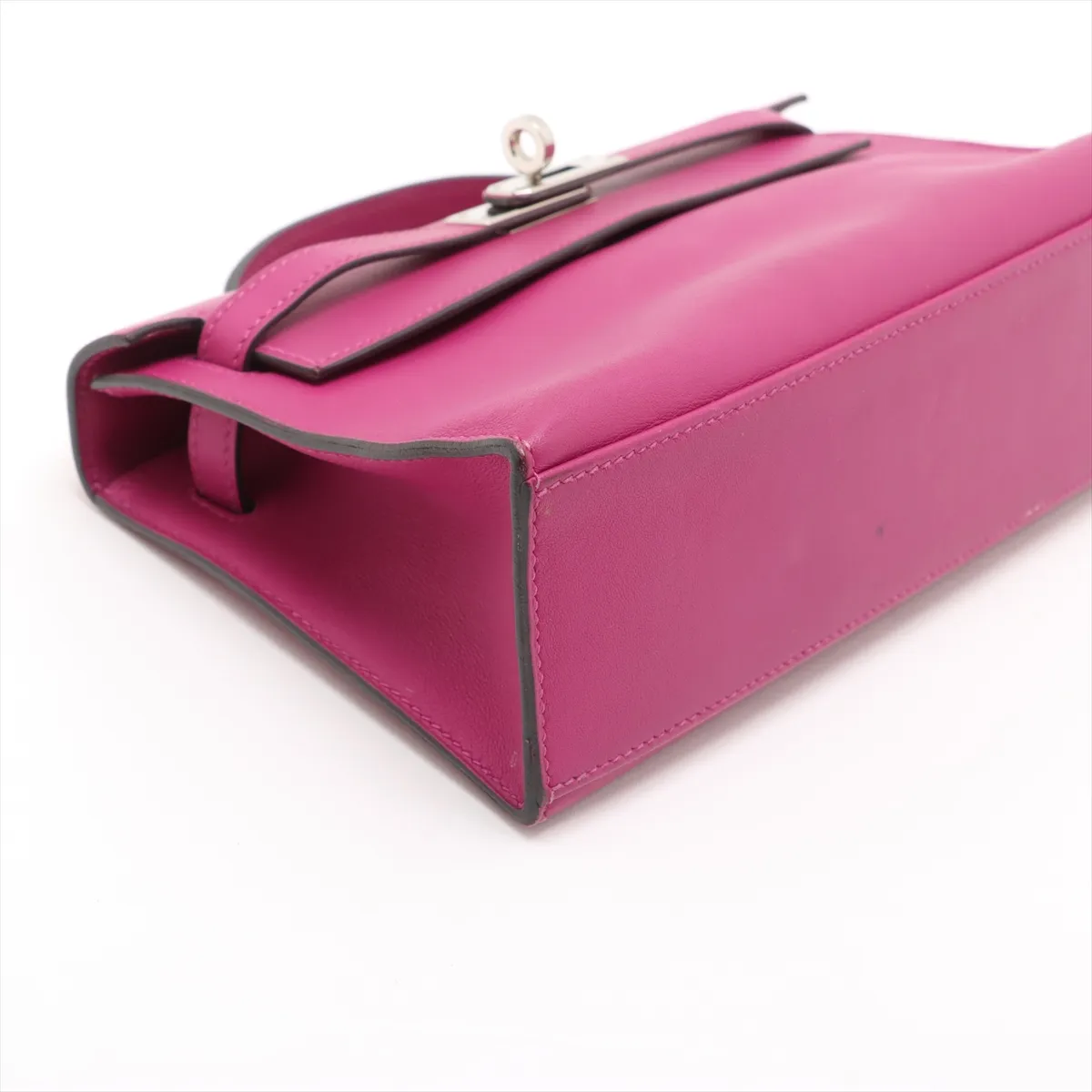 [Individually wrapped] Hermes Pochette Kelly Vaux Swift Rose Purple Silver Hardware C:2018 — view 4