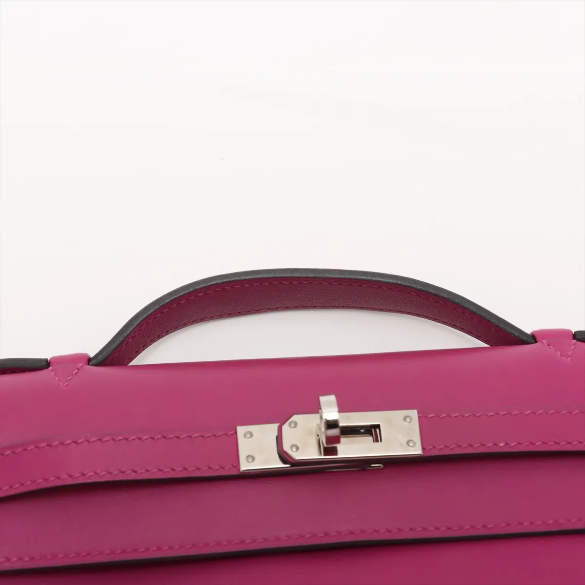 [Individually wrapped] Hermes Pochette Kelly Vaux Swift Rose Purple Silver Hardware C:2018 — view 6