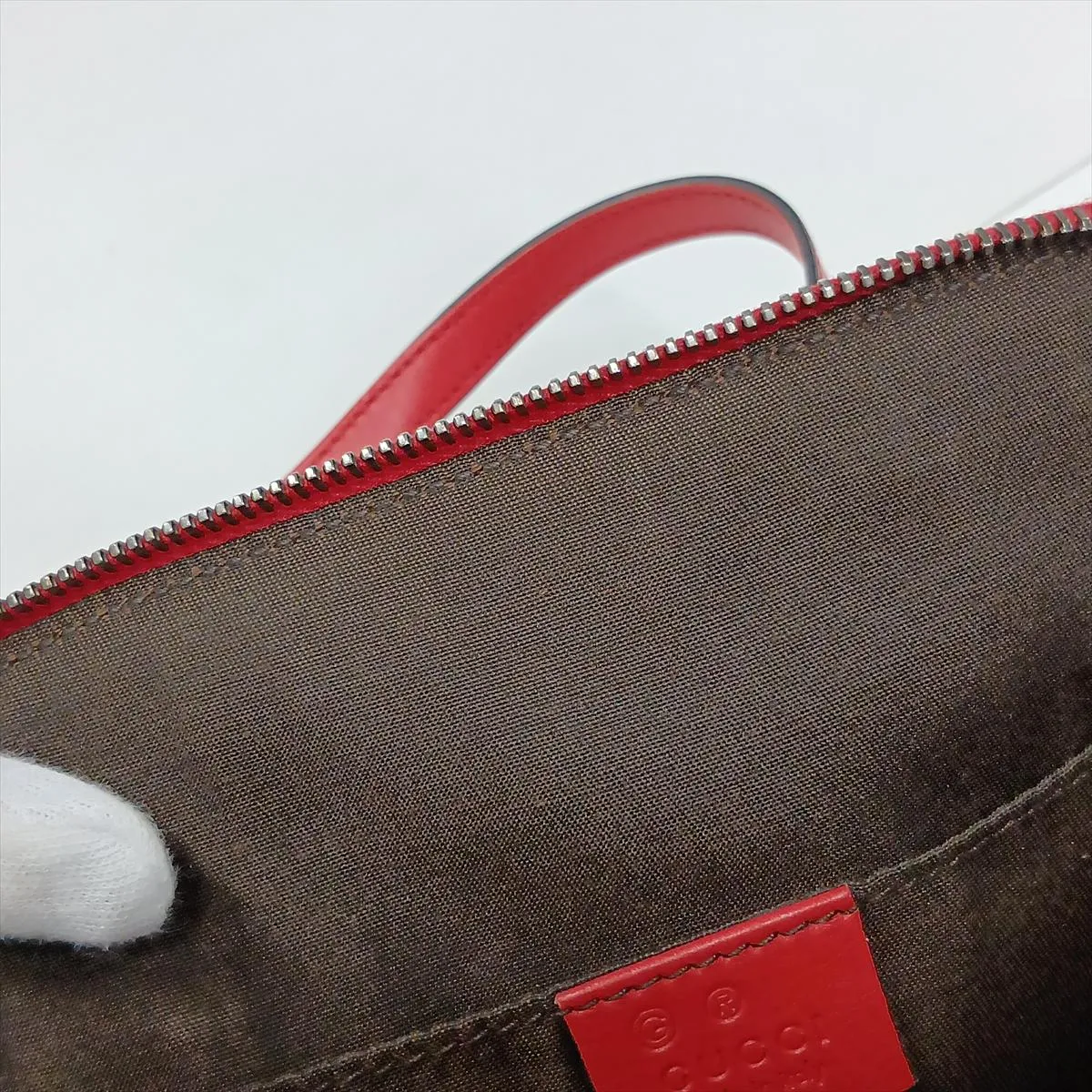 Leather 2-Way Handbag, Red, Outlet — view 14