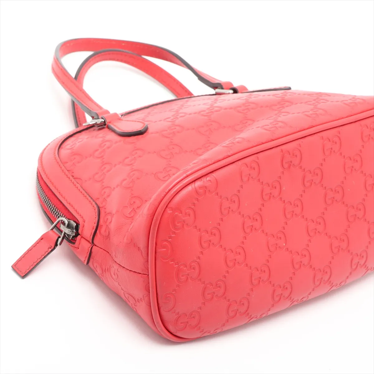 Leather 2-Way Handbag, Red, Outlet — view 4