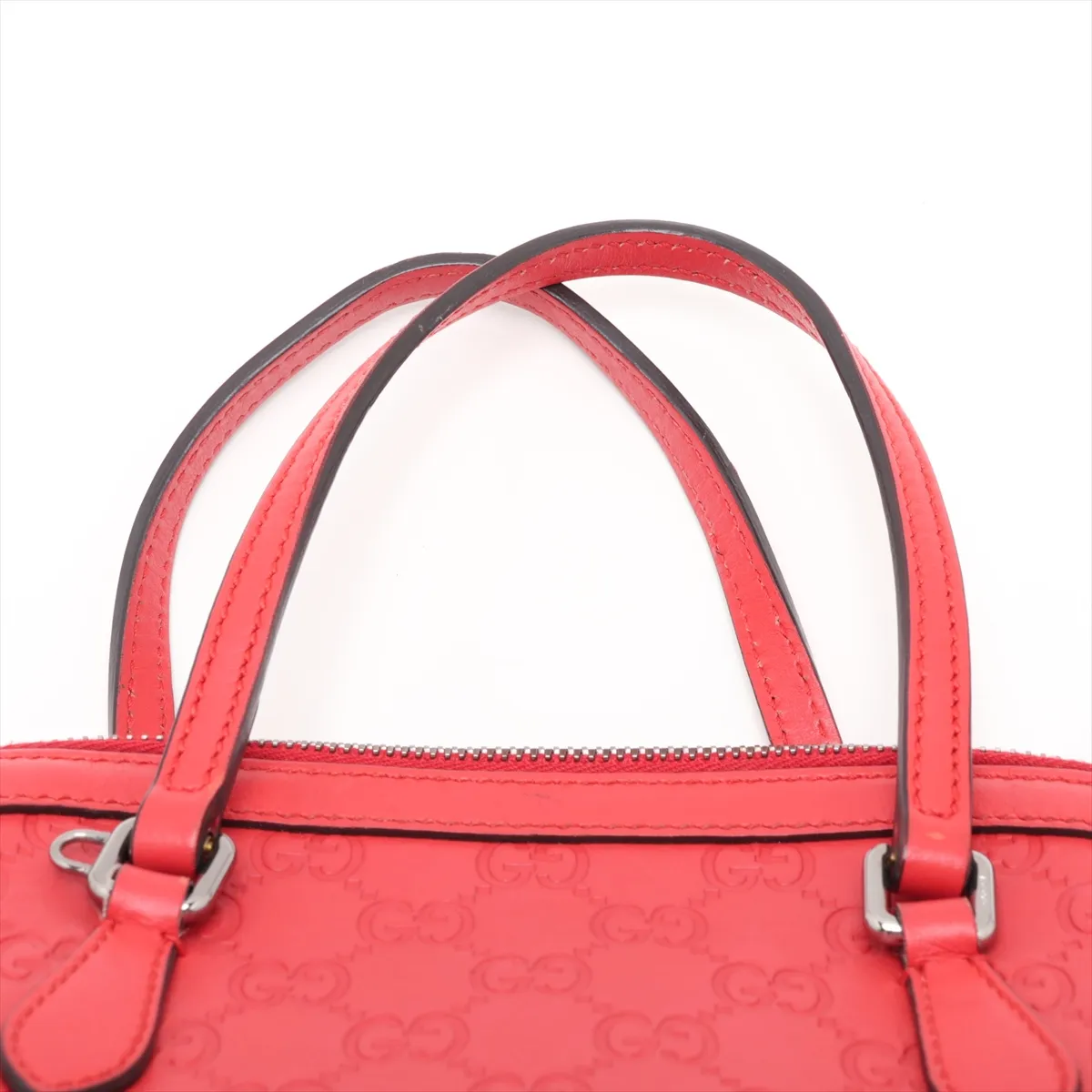 Leather 2-Way Handbag, Red, Outlet — view 6