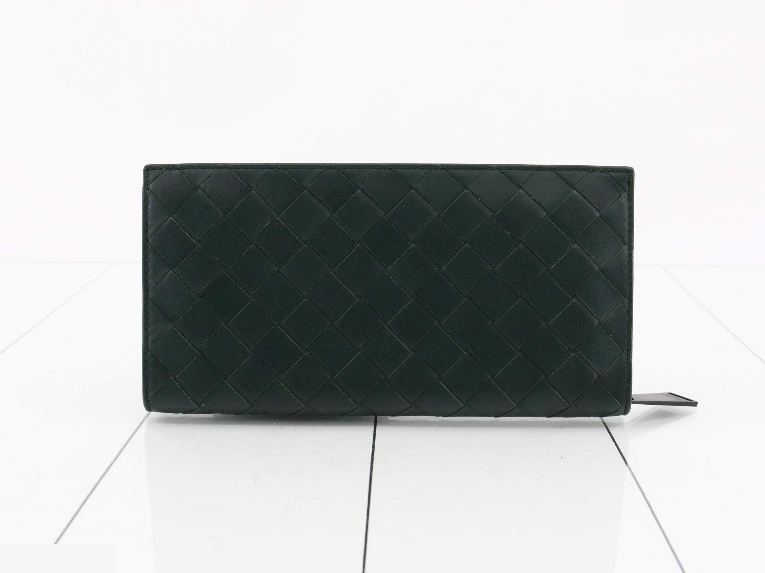 Intrecciato (bag) and round wallet, dark green — view 2