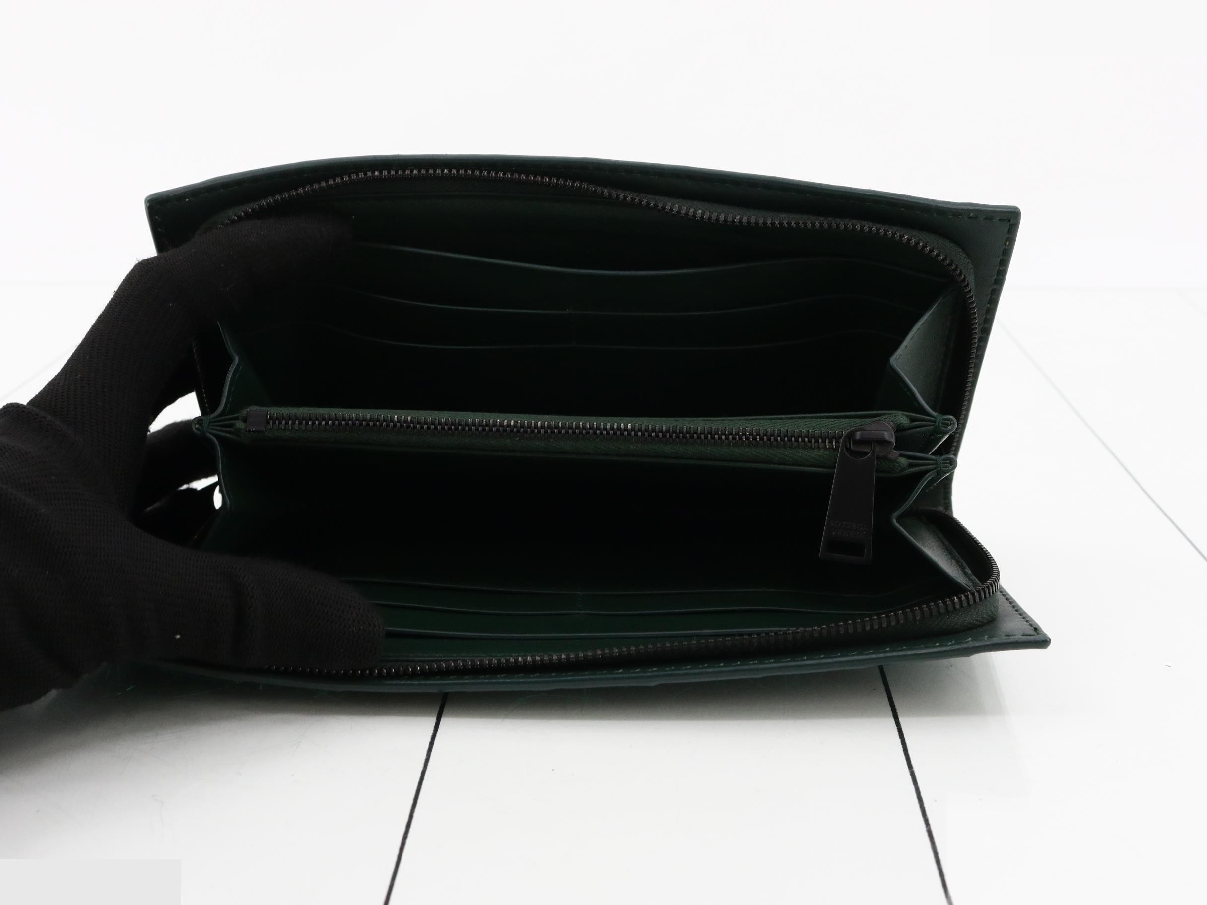 Intrecciato (bag) and round wallet, dark green — view 4