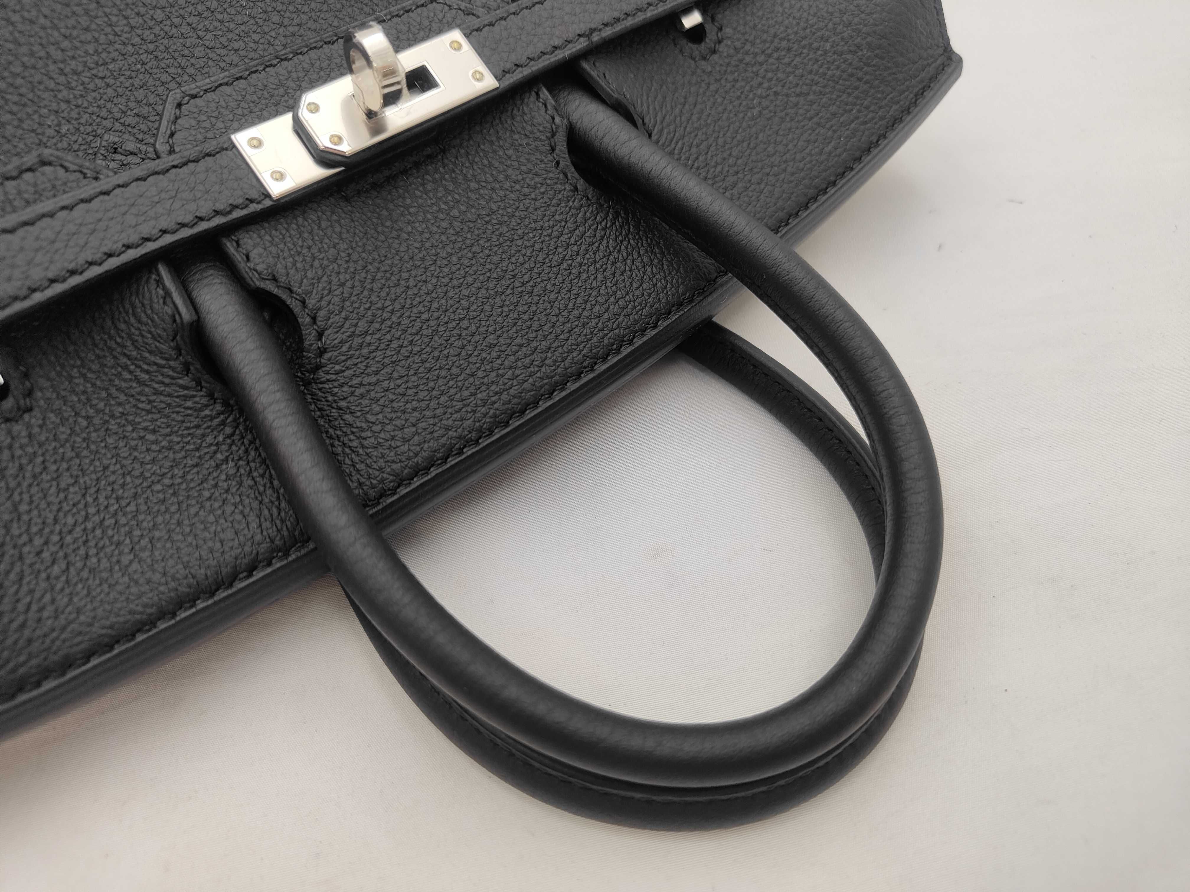 Birkin 25 Togo Black Silver Hardware G Stamp Handbag — view 3