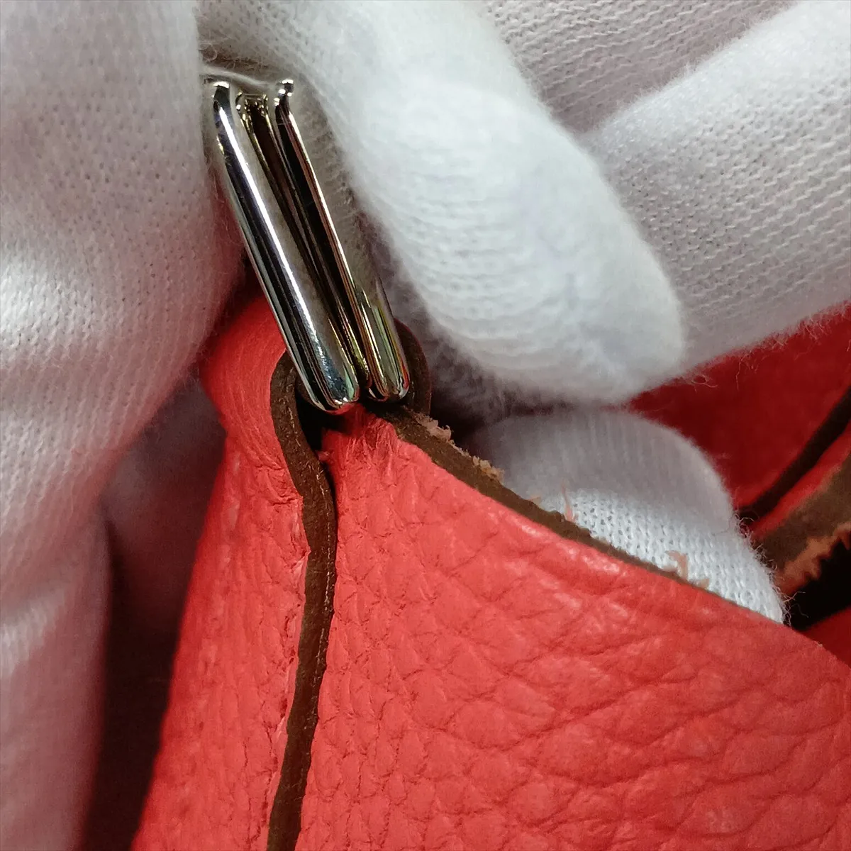 Picotin Lock 18 PM, Taurillon Clemence leather, Rouge Pivoine, Silver hardware R: 2014 — view 11