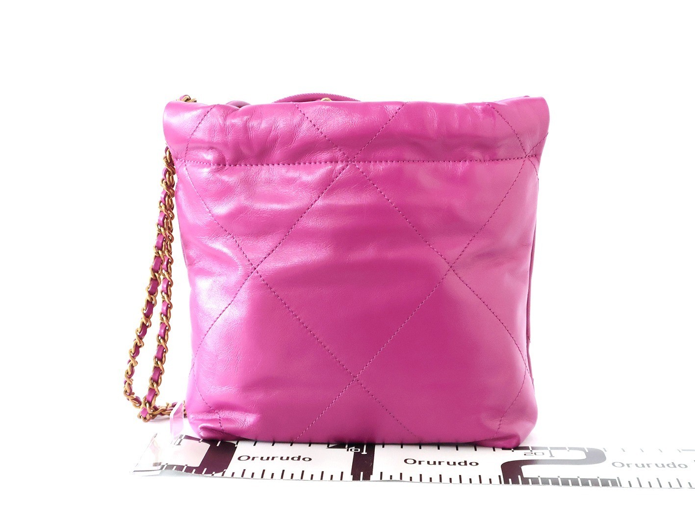 22 Shiny Calfskin Chain Shoulder Bag, Pink — view 2