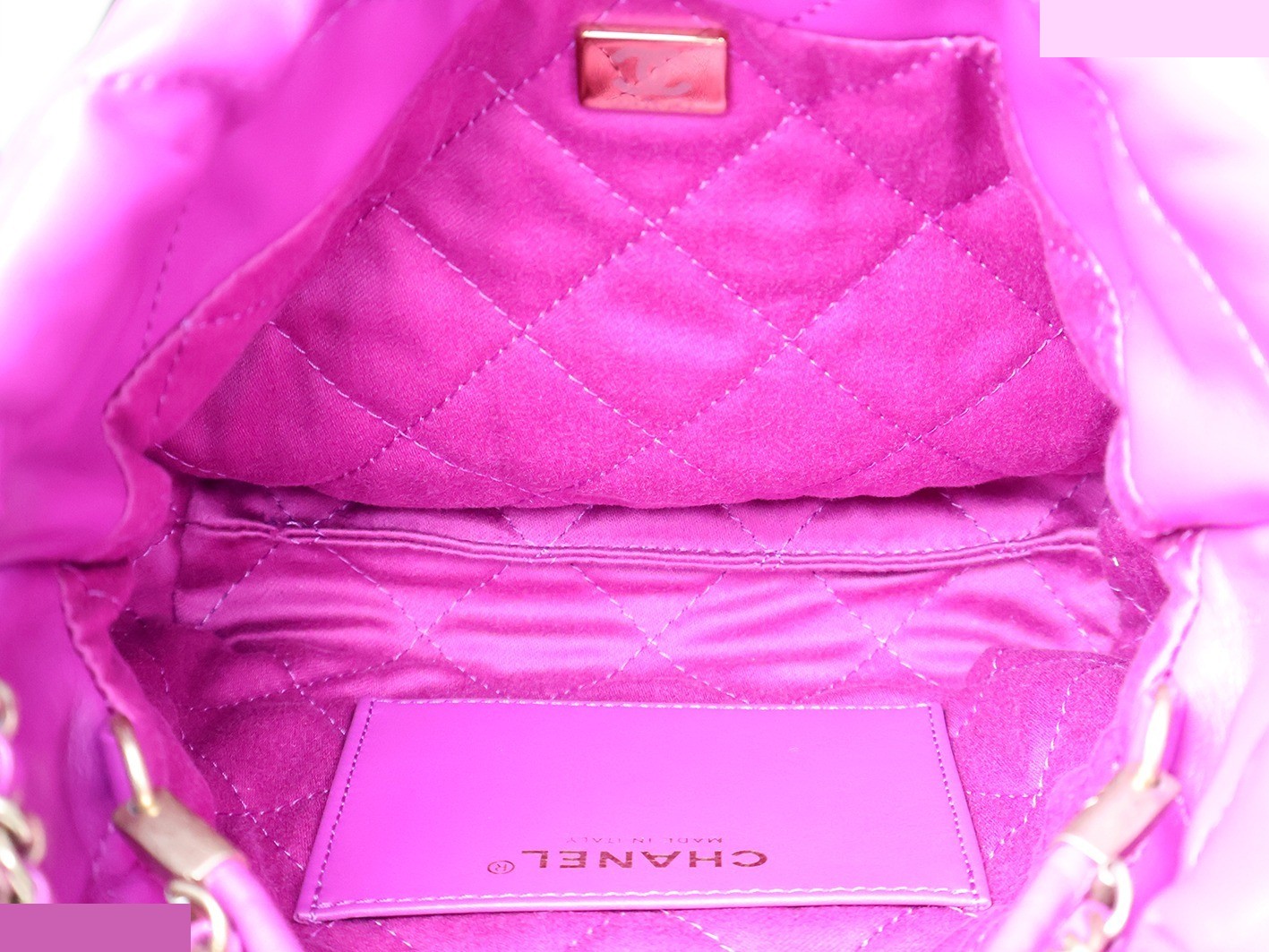 22 Shiny Calfskin Chain Shoulder Bag, Pink — view 12
