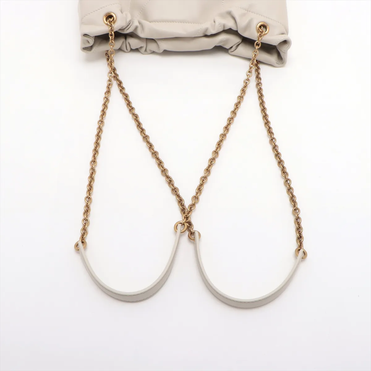 Jamie Leather Chain Shoulder Bag White 781666 — view 5