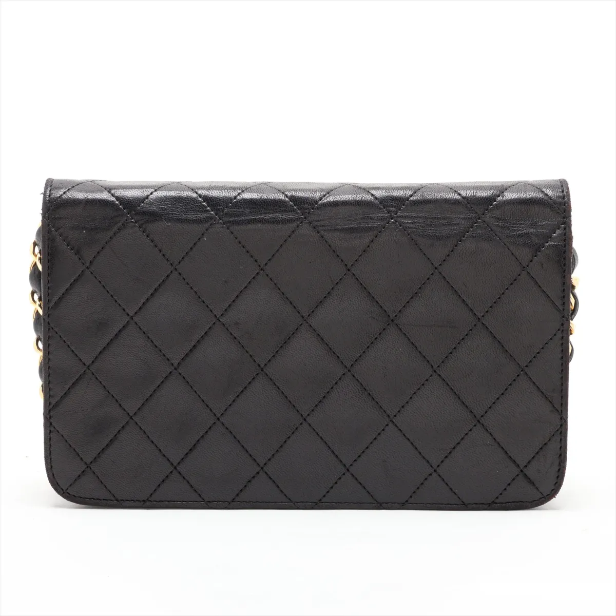 Matelassé Lambskin Chain Shoulder Bag, Push Lock, Black with Gold Hardware, 0111974 (Serial Number 0) — view 2