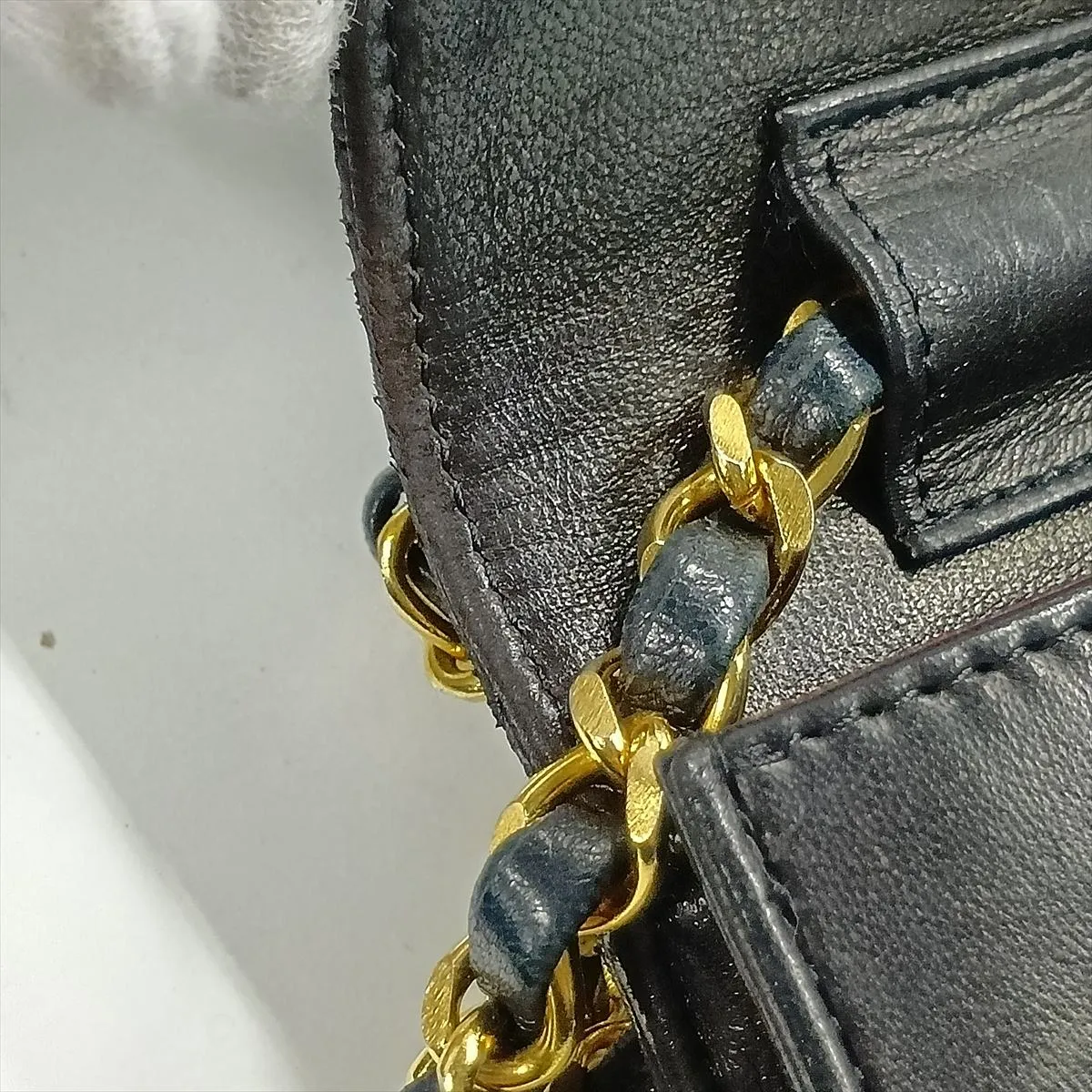 Matelassé Lambskin Chain Shoulder Bag, Push Lock, Black with Gold Hardware, 0111974 (Serial Number 0) — view 11