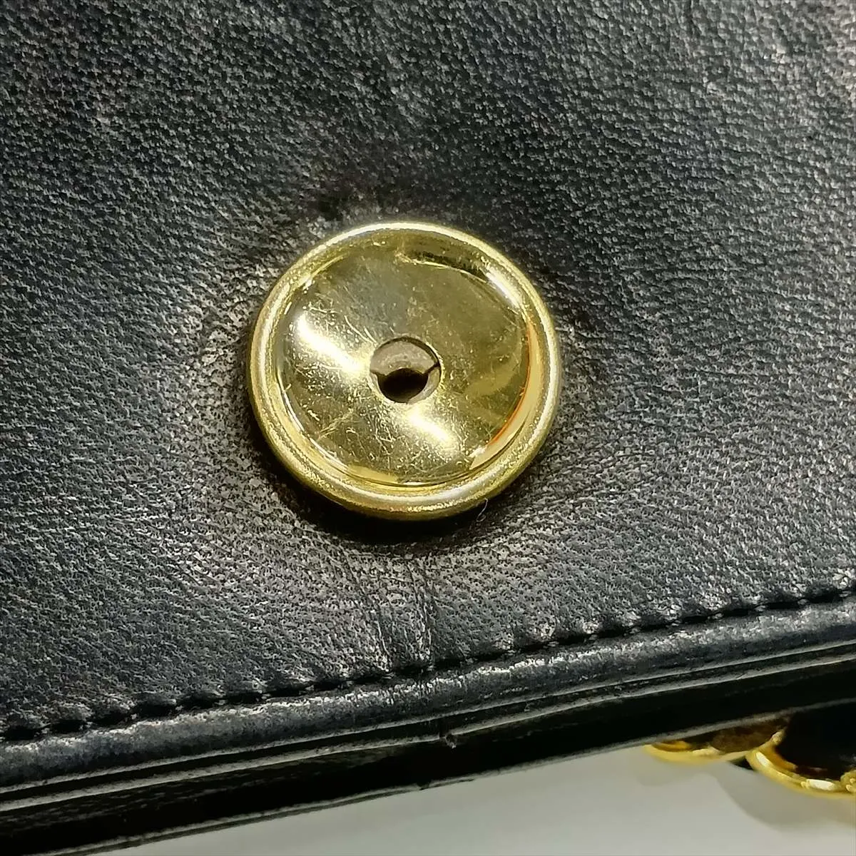 Matelassé Lambskin Chain Shoulder Bag, Push Lock, Black with Gold Hardware, 0111974 (Serial Number 0) — view 13
