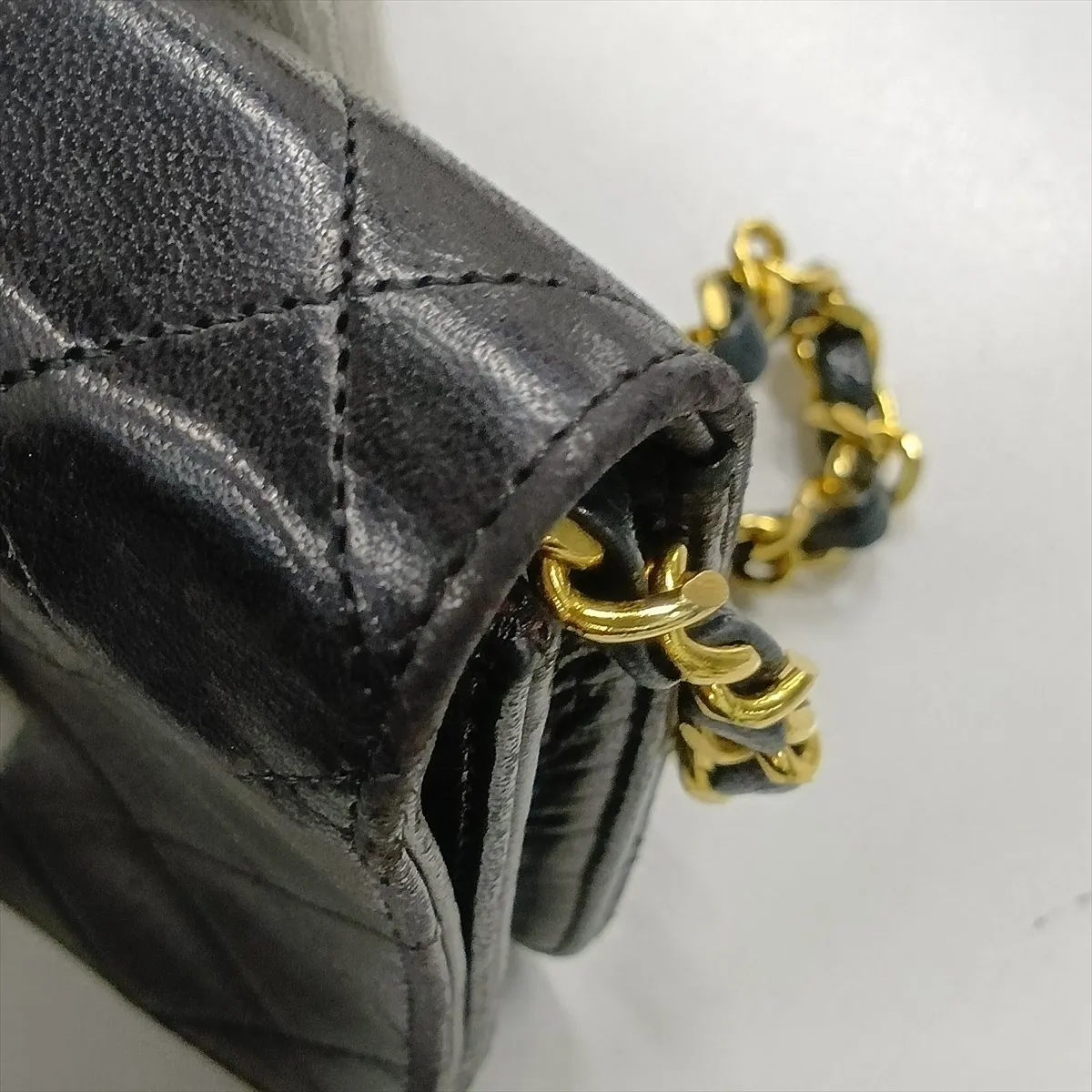 Matelassé Lambskin Chain Shoulder Bag, Push Lock, Black with Gold Hardware, 0111974 (Serial Number 0) — view 10