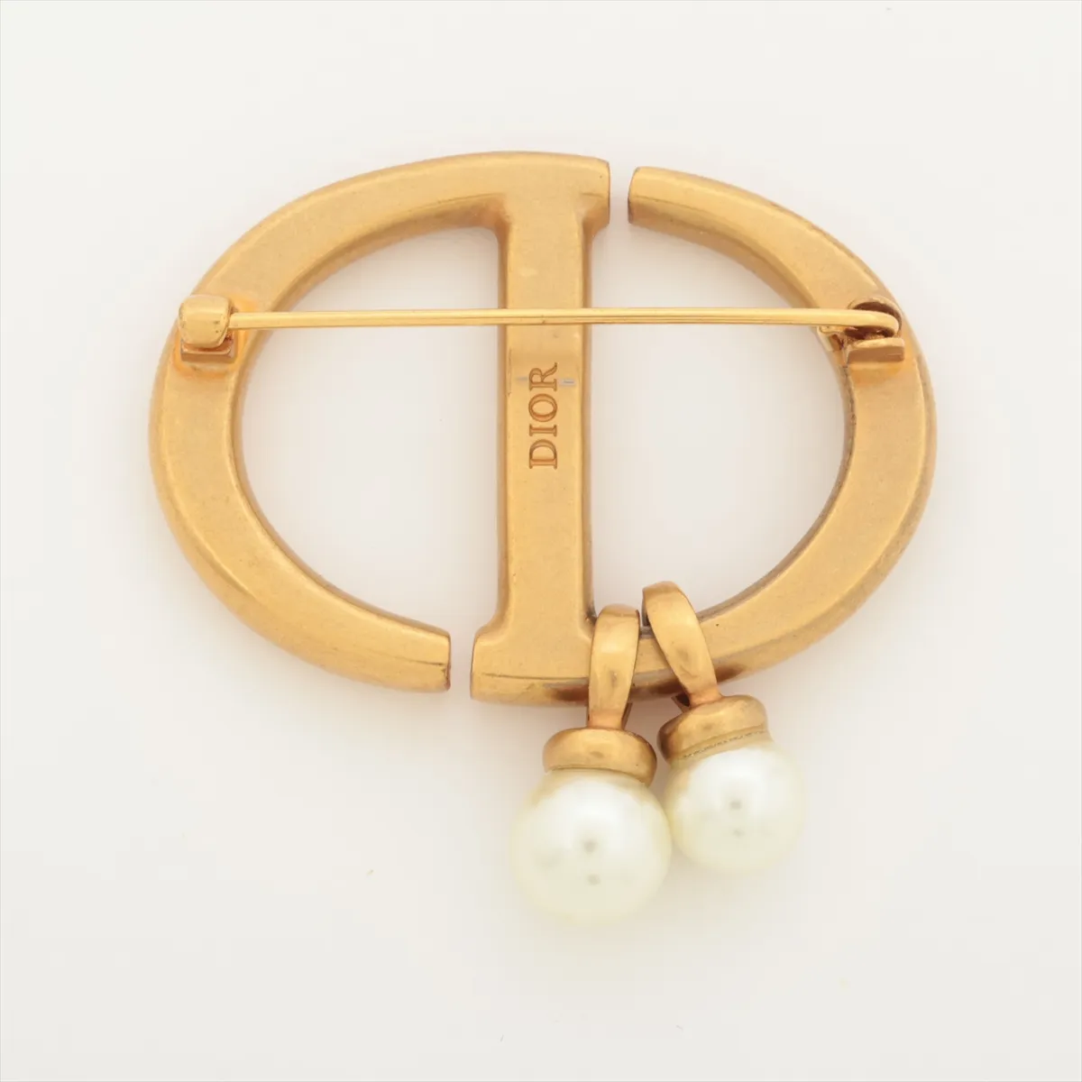 CD Navy brooch, gold-plated with faux pearls. Shows signs of wear, including — view 2