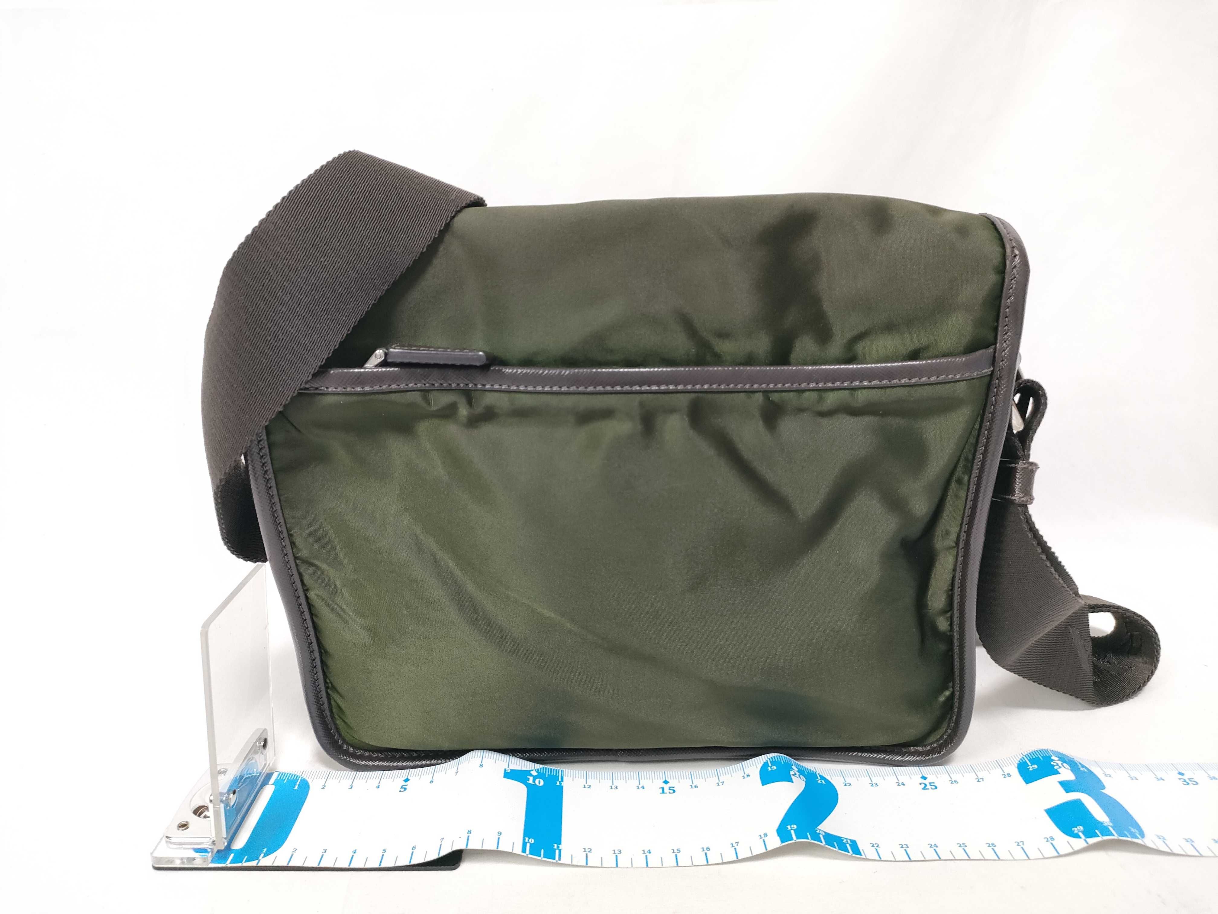 (Prada) Current model shoulder bag, Saffiano nylon, triangular logo shoulder bag — view 2