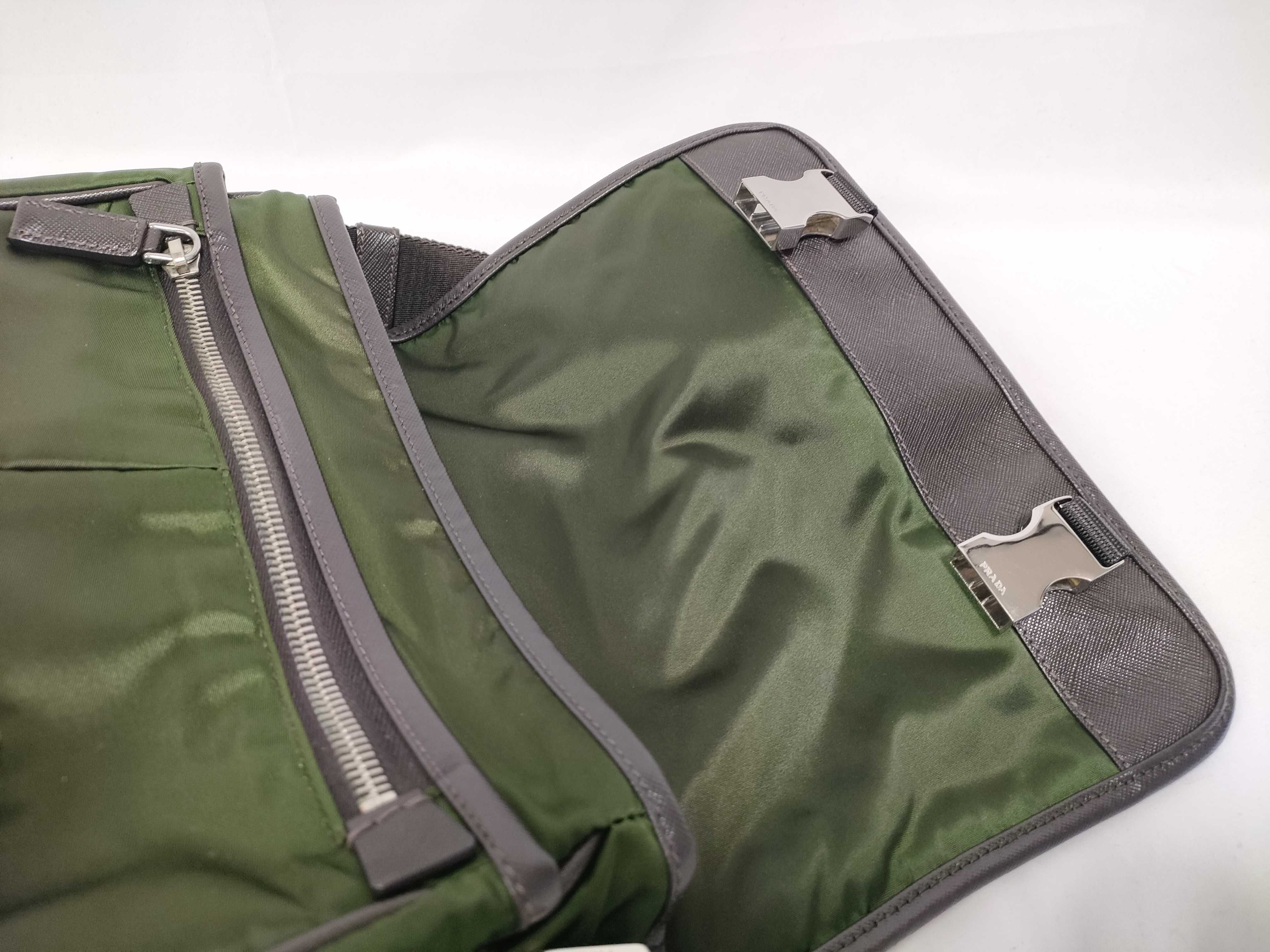 (Prada) Current model shoulder bag, Saffiano nylon, triangular logo shoulder bag — view 13