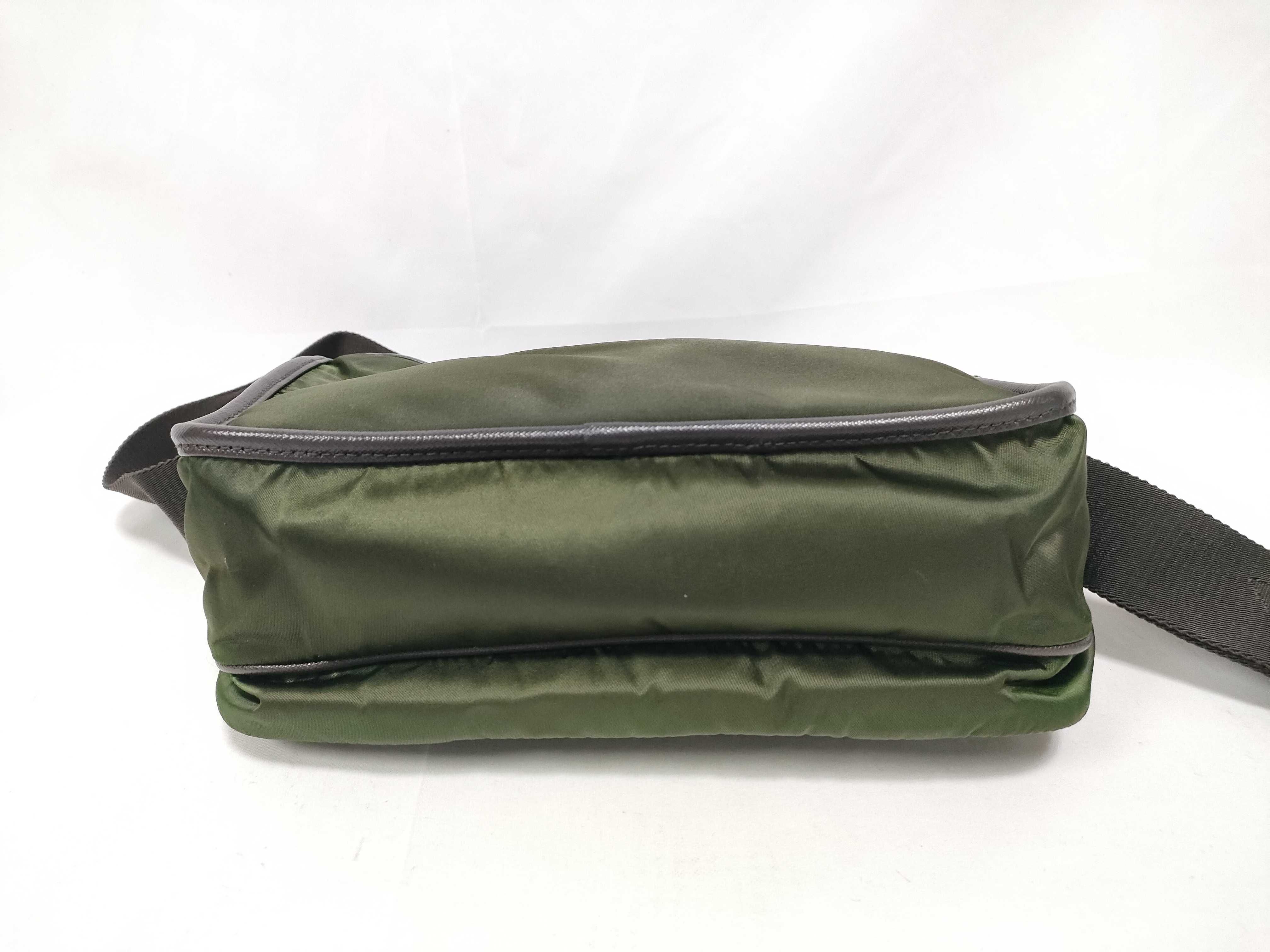 (Prada) Current model shoulder bag, Saffiano nylon, triangular logo shoulder bag — view 3