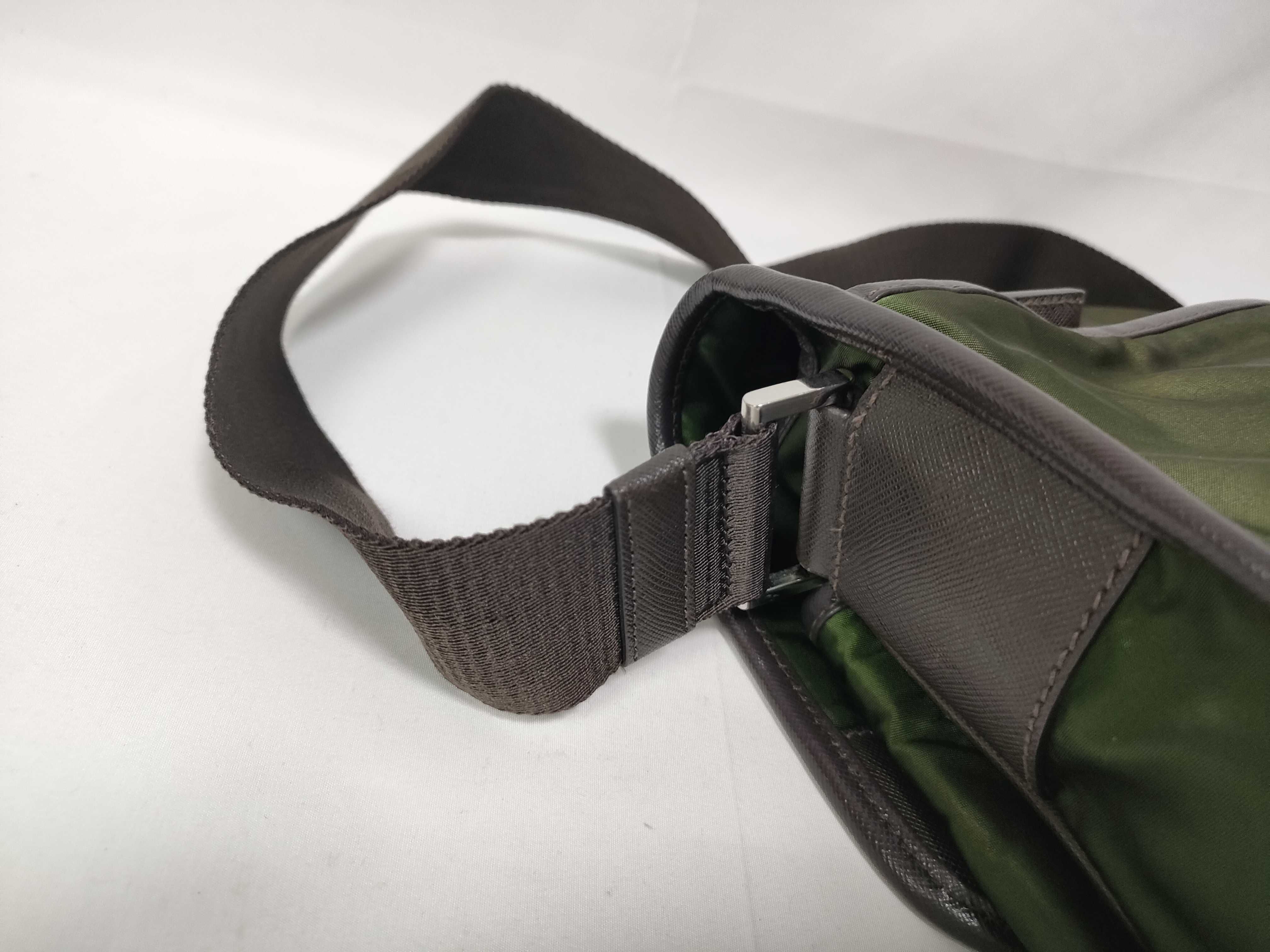 (Prada) Current model shoulder bag, Saffiano nylon, triangular logo shoulder bag — view 6