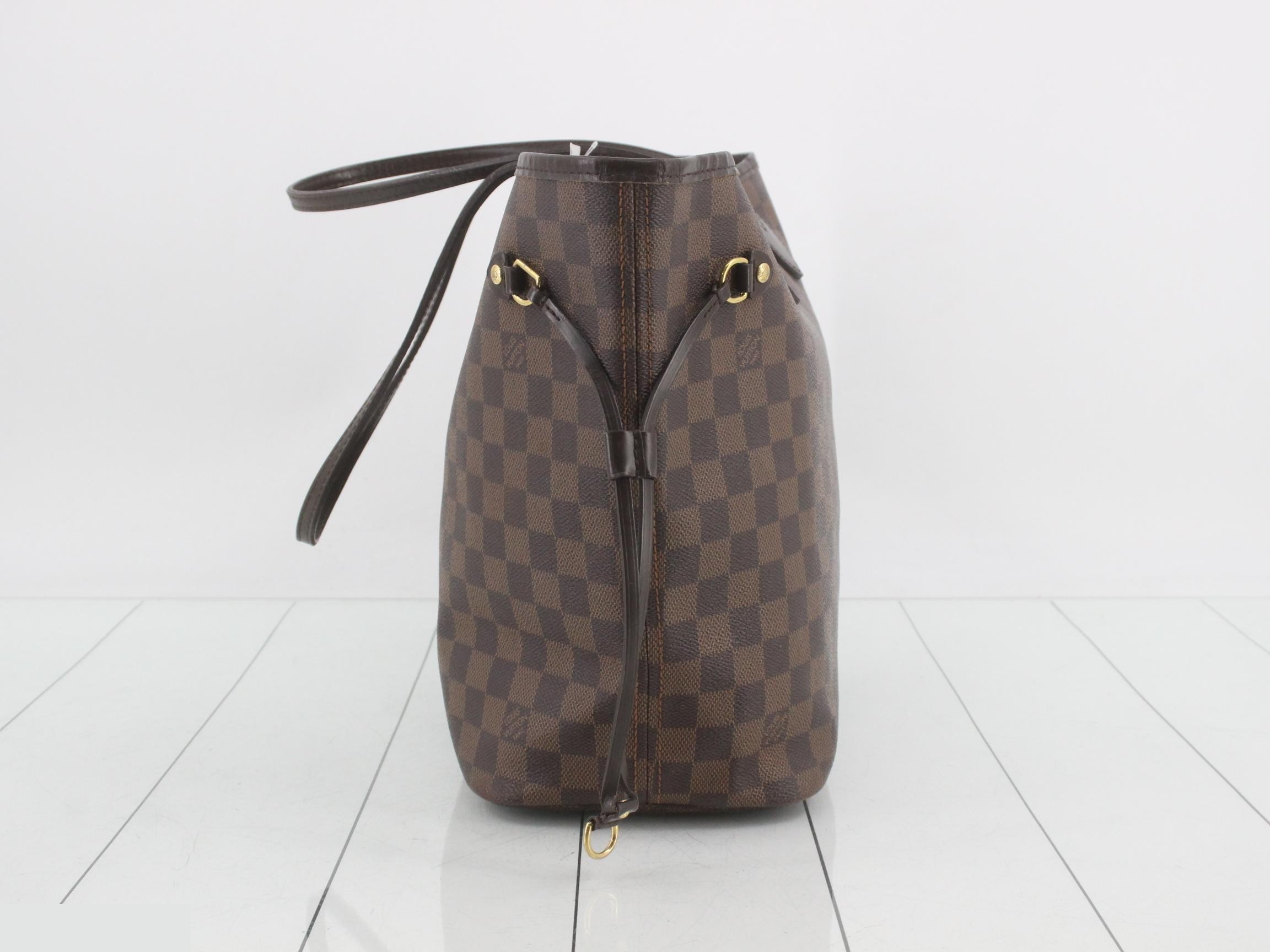 Neverfull MM Damier Ebene Brown Tote Bag — view 3