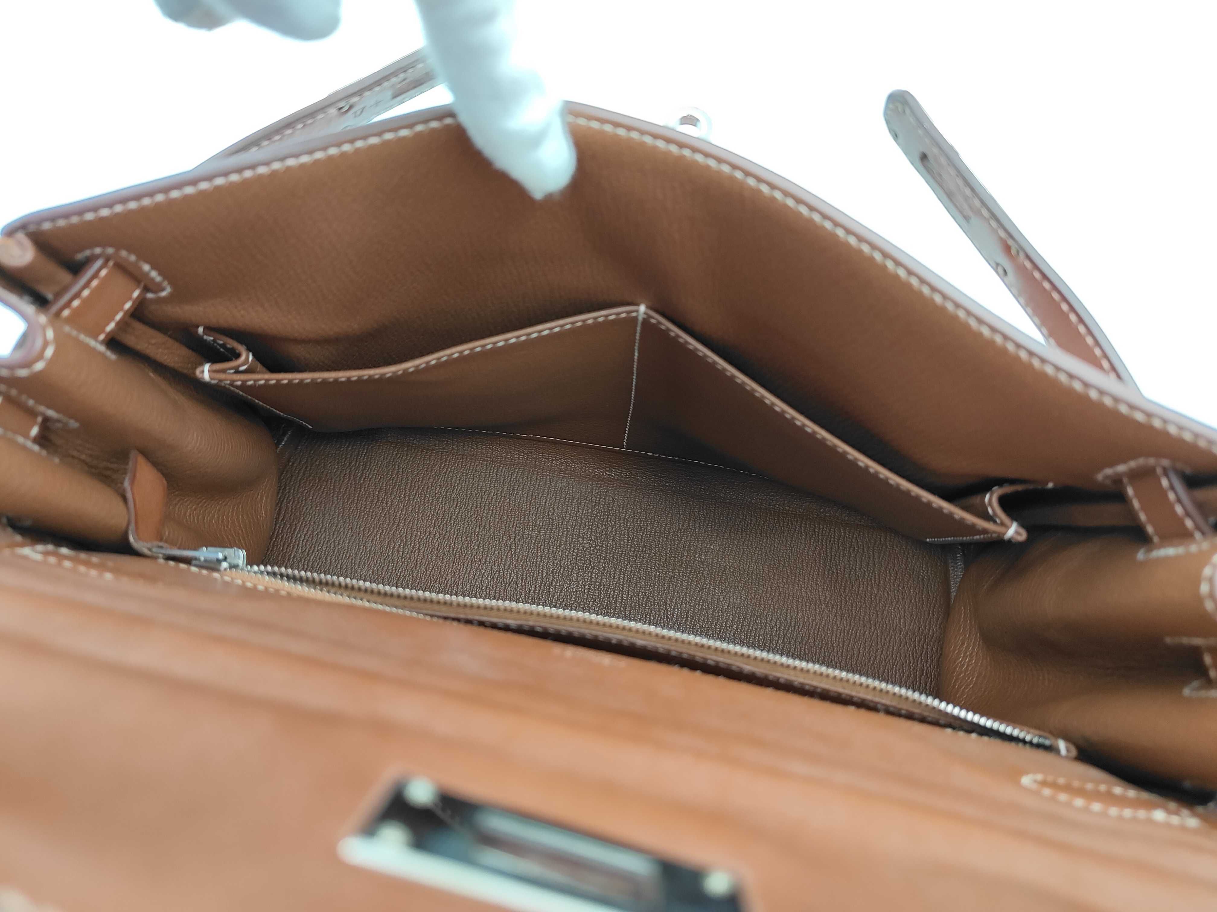 Kelly 28 Amazon Toile Couverture / Veau Barenia N Handbag — view 12