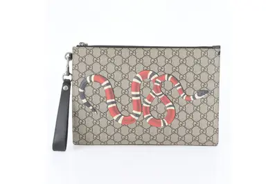 GG Supreme Kingsnake 473904 Leather Second Bag